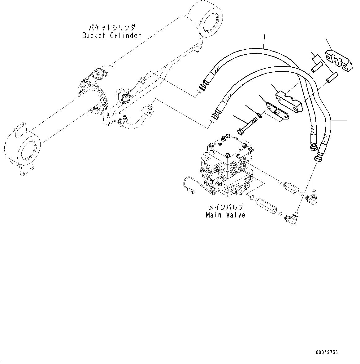 Wheel Loaders Komatsu / WA430-6 S/N 65501-UP (ecot3, For EU)(0000305c) / Hydraulic Piping, Dump Cylinder Piping (#65501-)(H013008 : H4200-010008)