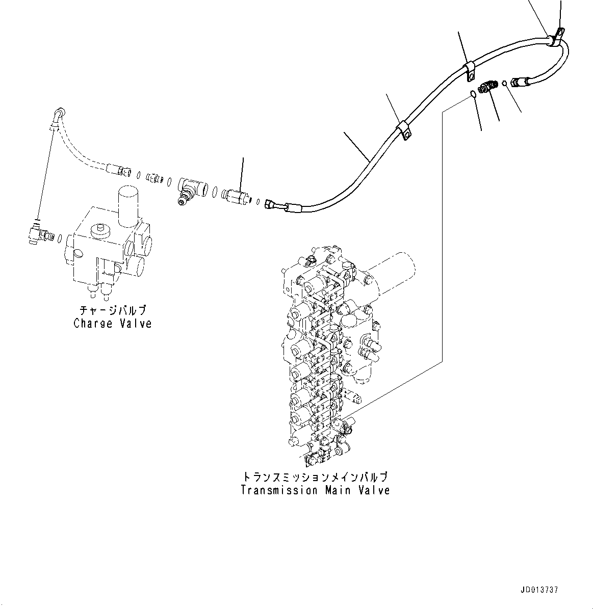 Wheel Loaders Komatsu / WA430-6 S/N 65501-UP (ecot3, For EU)(0000305c) / Brake Control, Parking Brake Piping (#65501-)(K029012 : K4460-001012)