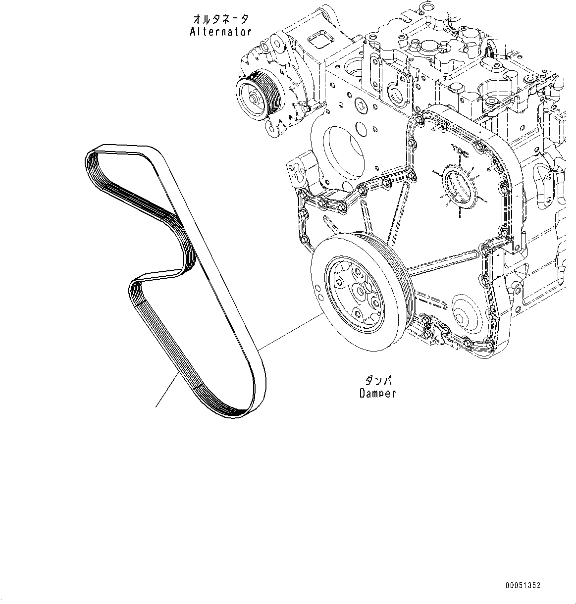 Engines Komatsu / SAA6D114E-3C S/N 26856759-UP (For WA430-6)(0000309c) / Alternator Mounting (#26856759-)(F001001 : AEH20-001001)
