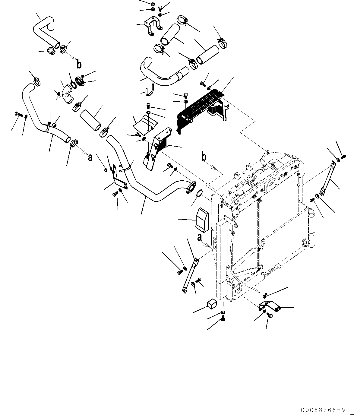 Excavators Komatsu / PC270-8 S/N 30117-UP(0000310C) / Cooling System, Fan Guard and Aftercooler Piping (#30117-)(C003007 : C0100-004005)