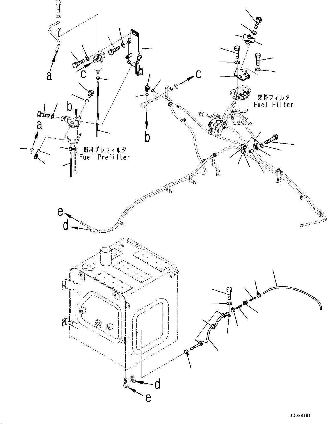 Excavators Komatsu / PC270LC-8 S/N 30117-UP(0000311C) / Fuel Supply Piping, Drain Piping (#30119-)(D004002 : D0200-004003)