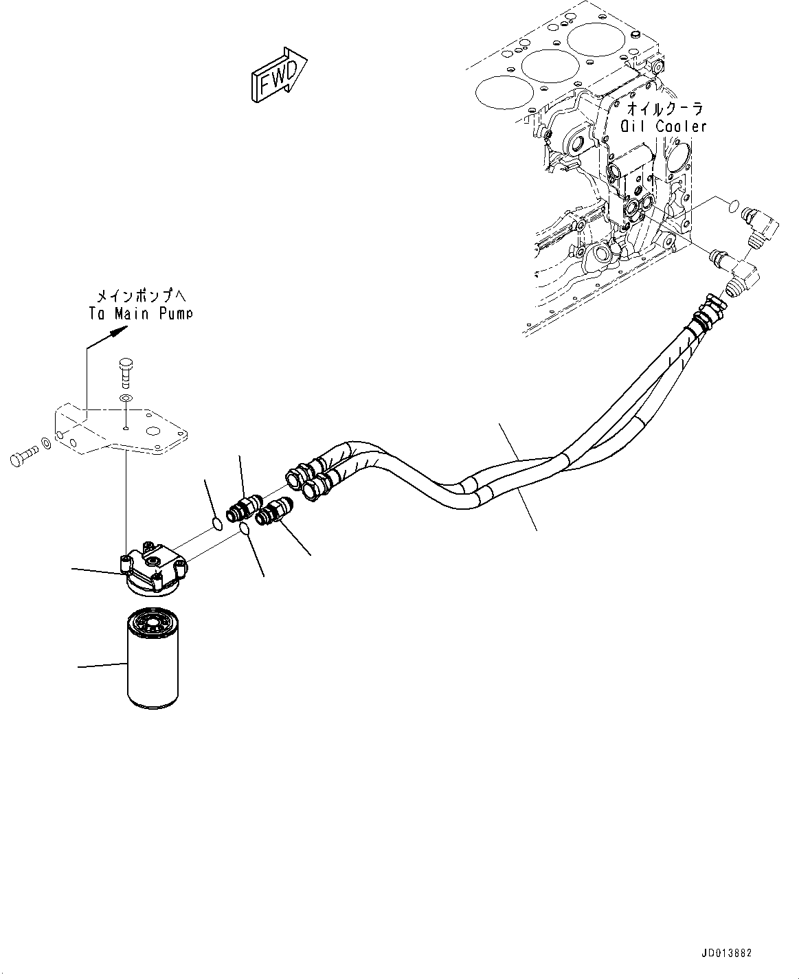 Komatsu parts book diagram for SAA6D107E-1E S/N 26537659-UP (For PC270-8/PC270LC-8/PC290LC-8): ENGINE OIL FILTER AND PIPING (#26576248-26590476)