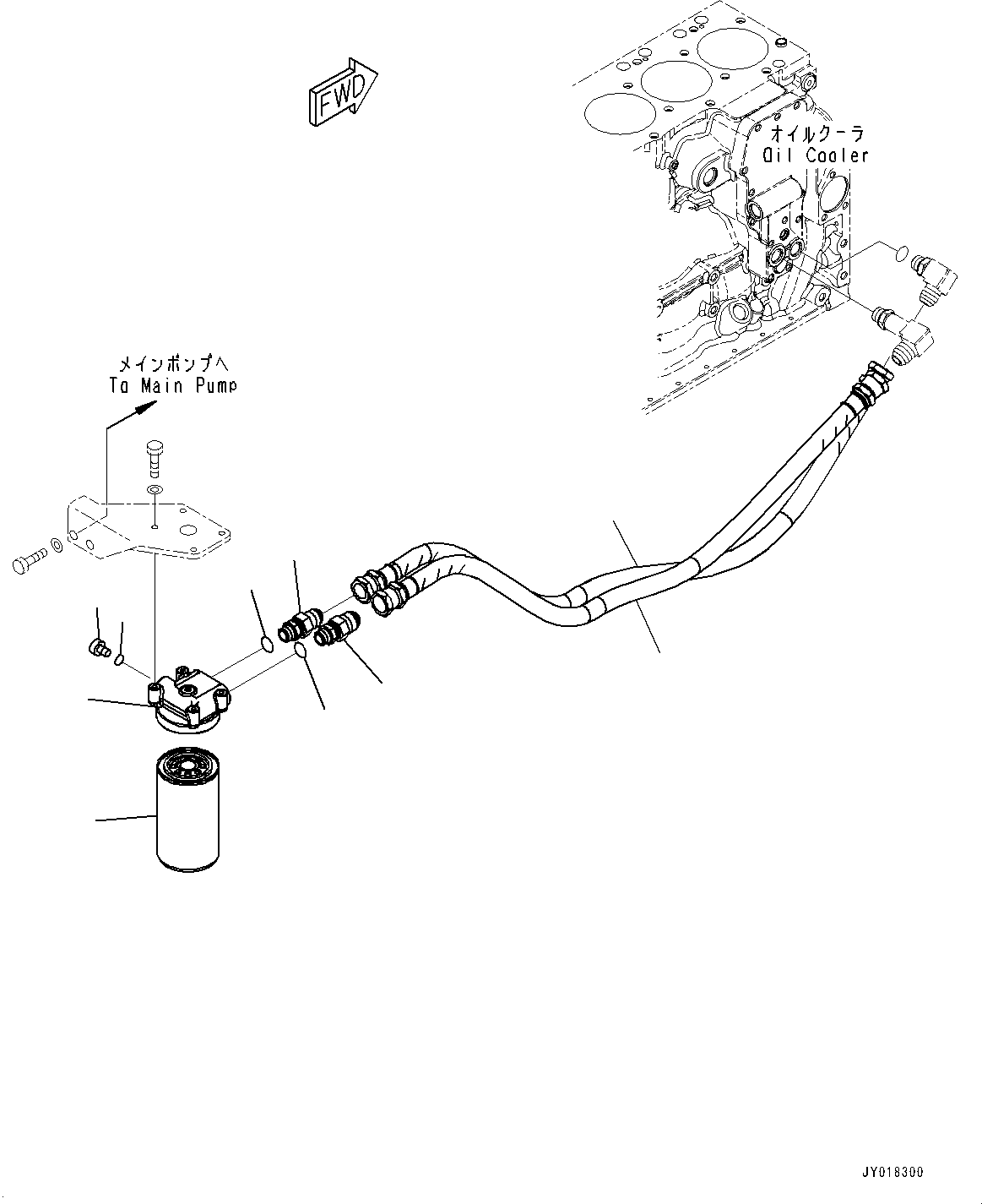 Komatsu parts book diagram for SAA6D107E-1E S/N 26537659-UP (For PC270-8/PC270LC-8/PC290LC-8): ENGINE OIL FILTER AND PIPING,  (#26596594-26606520)