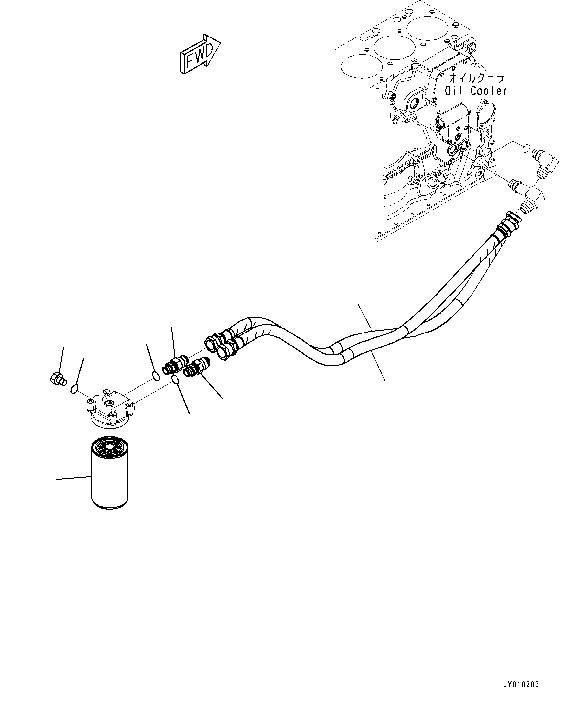 Komatsu parts book diagram for SAA6D107E-1E S/N 26537659-UP (For PC270-8/PC270LC-8/PC290LC-8): ENGINE OIL FILTER AND PIPING (#26500477-26596593)