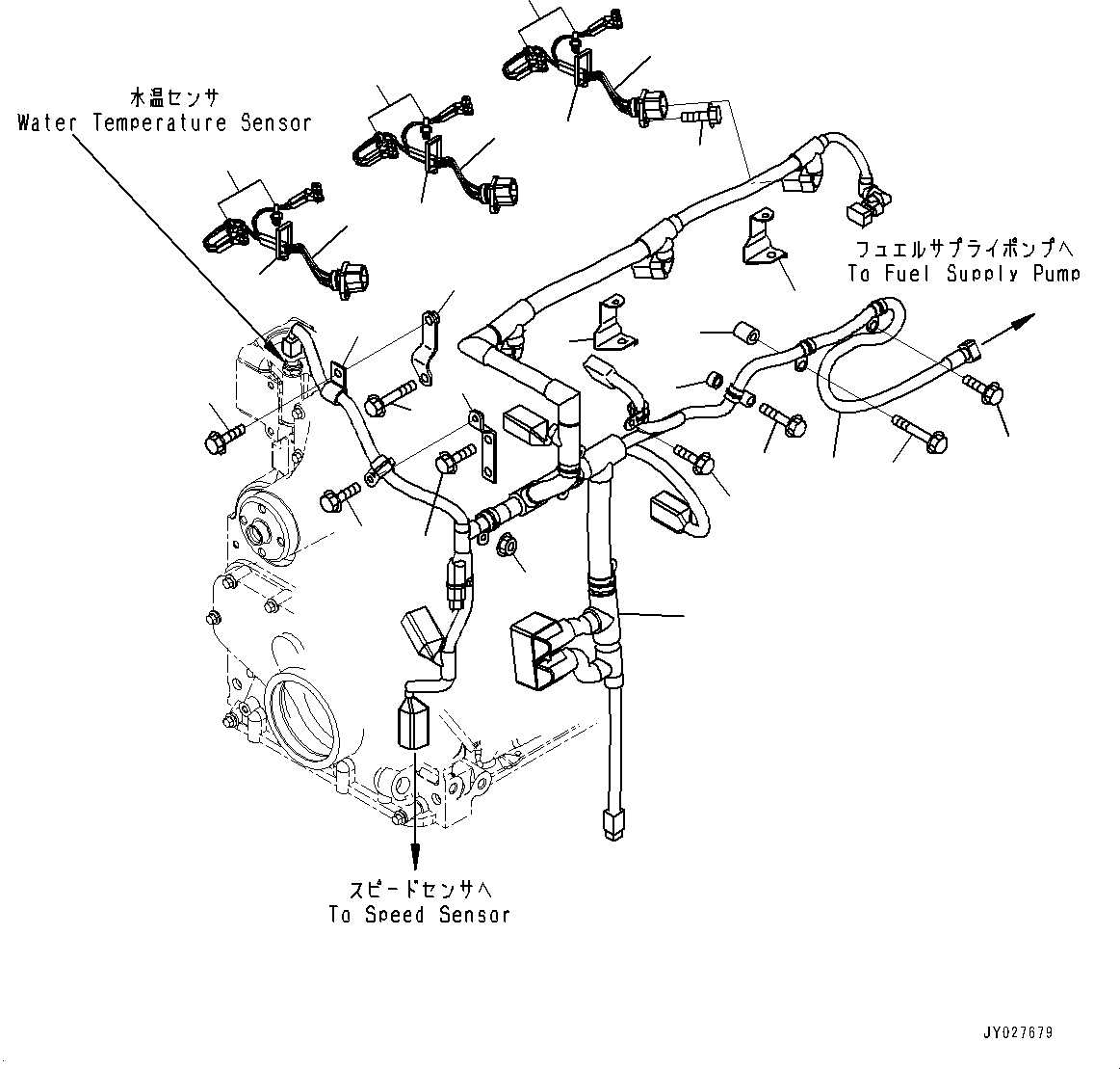 Komatsu parts book diagram for SAA6D107E-1E S/N 26537659-UP (For PC270-8/PC270LC-8/PC290LC-8): WIRING HARNESS (#26537659-)