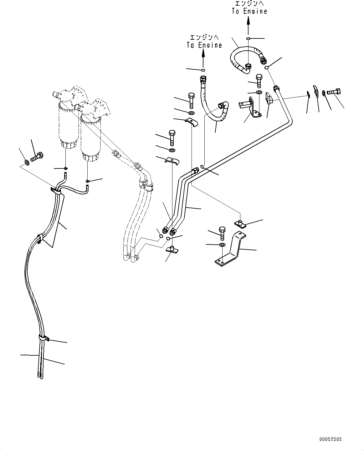 Excavators Mining Komatsu / PC2000-8 S/N 20196-UP(0000316c) / Fuel Piping, Power Container Fuel Supply Piping (2/2) (#20196-)(D012005 : D0200-006005)