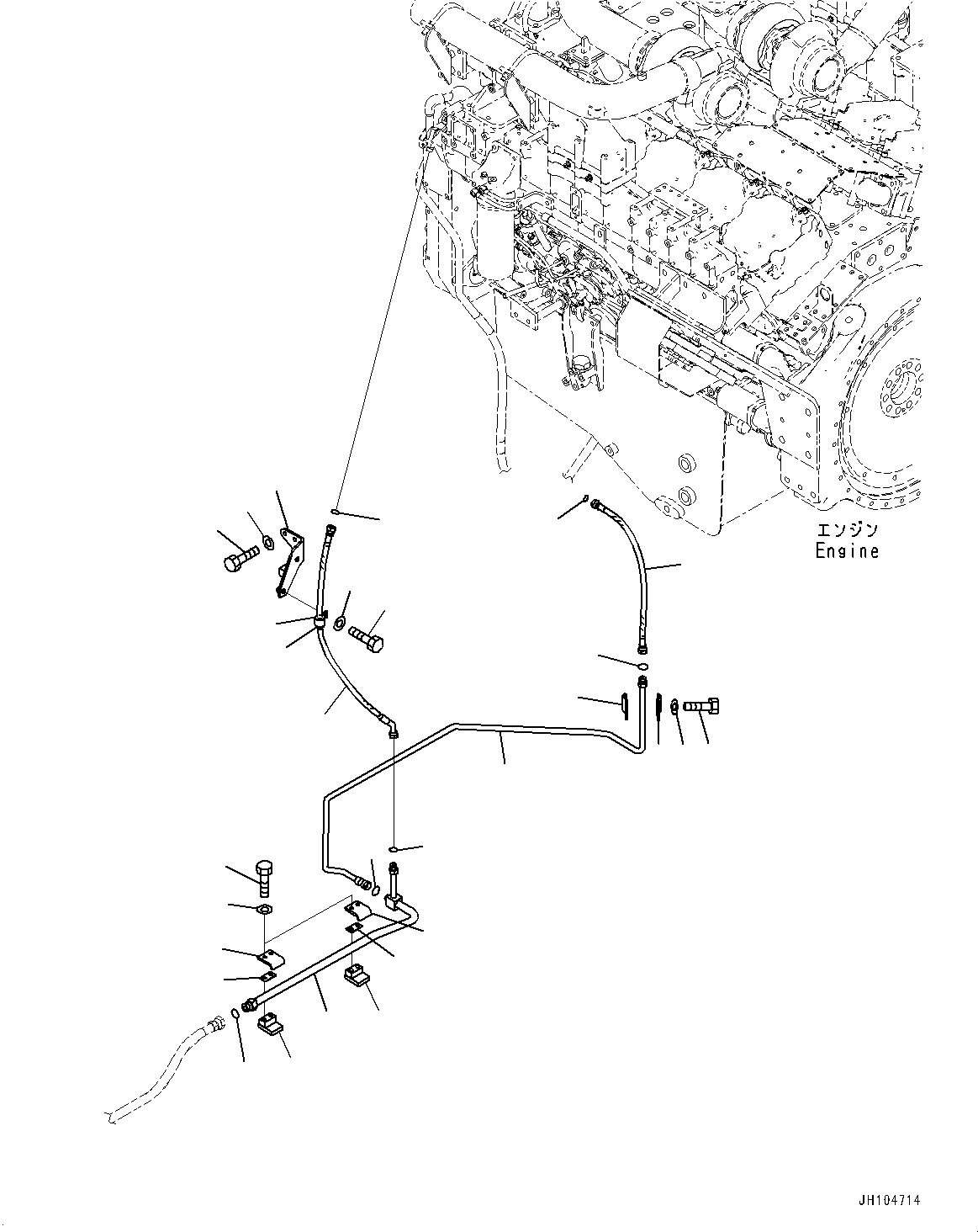 Excavators Mining Komatsu / PC2000-8 S/N 20196-UP(0000316c) / Fuel Piping, Power Container Fuel Drain Piping (#20196-)(D010008 : D0200-010008)