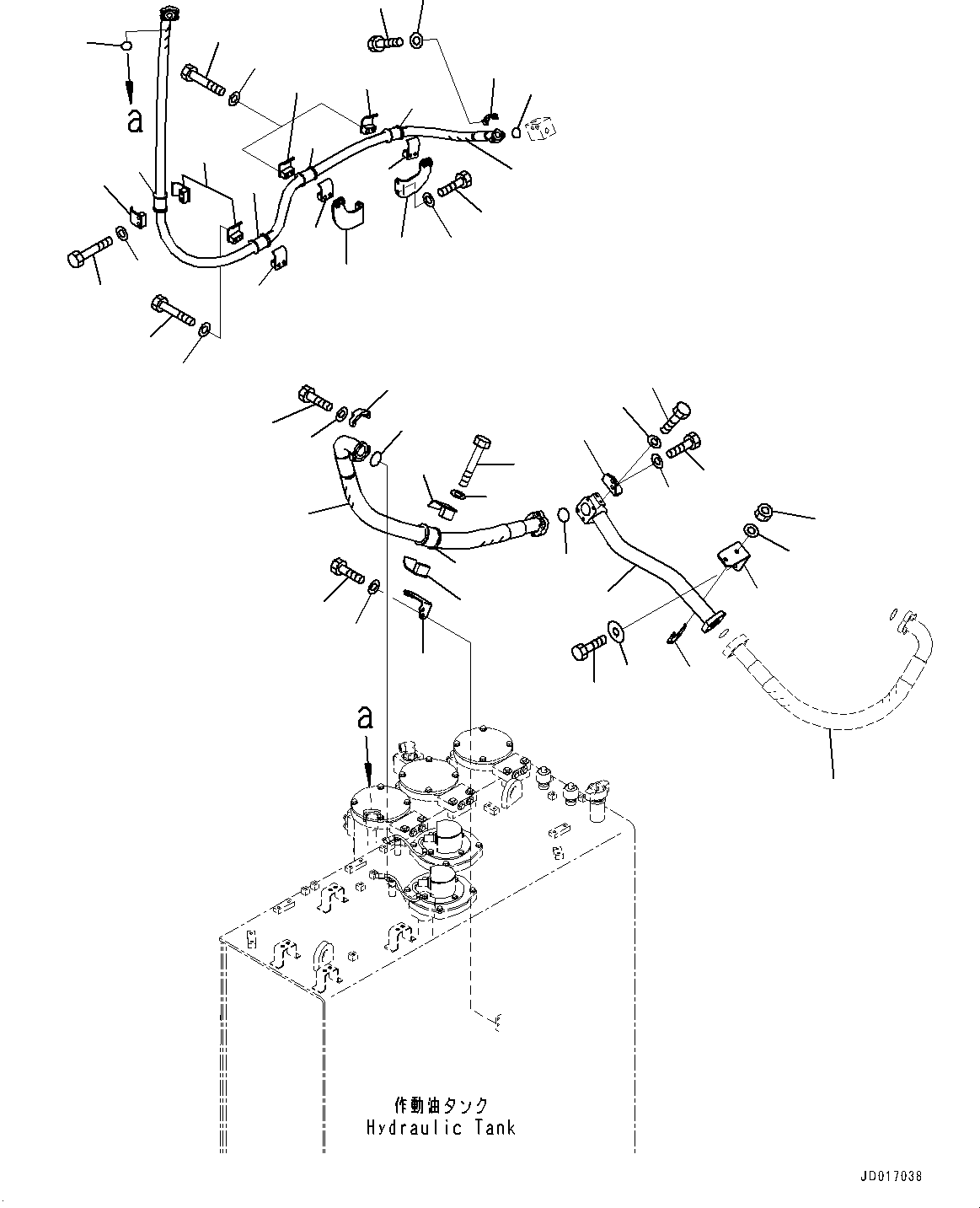 Excavators Mining Komatsu / PC2000-8 S/N 20196-UP (Extreme Cold Area Arrangement (-40 deg C))(0000317c) / Drain Piping, Piping, Revolving Frame Side (#20196-)(H011007 : H0340-002006)