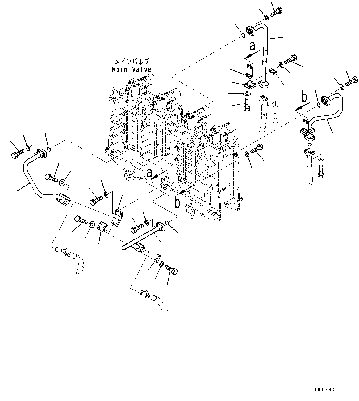 Excavators Mining Komatsu / PC2000-8 S/N 20196-UP (Extreme Cold Area Arrangement (-40 deg C))(0000317c) / Travel Piping, Tube (#20196-)(H019001 : H1310-001001)