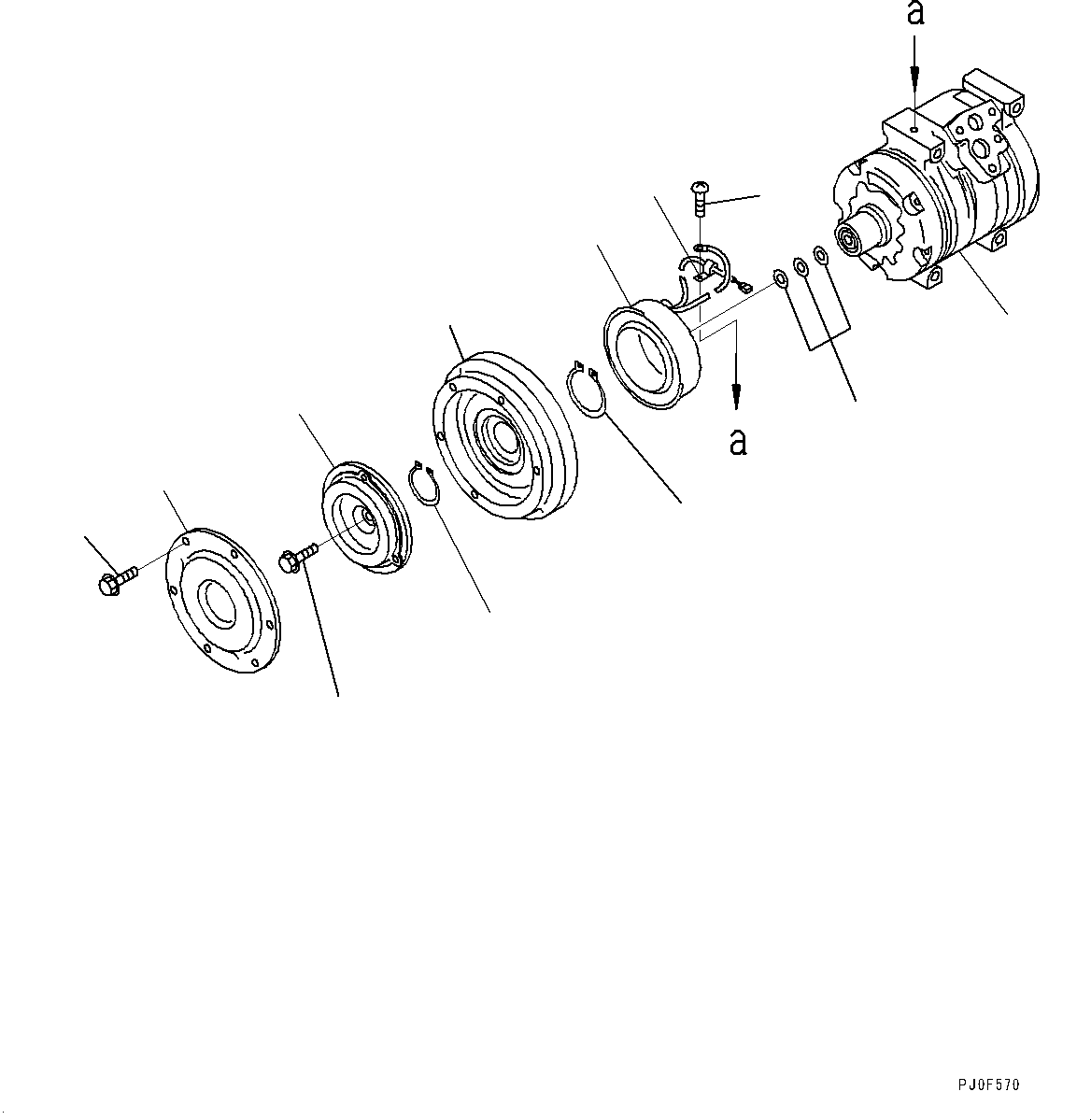 Bulldozers Komatsu / D85MS-15 S/N 1006-UP(0000318c) / Air Conditioner Compressor, Compressor (#1006-)(B005001 : B0710-001001)
