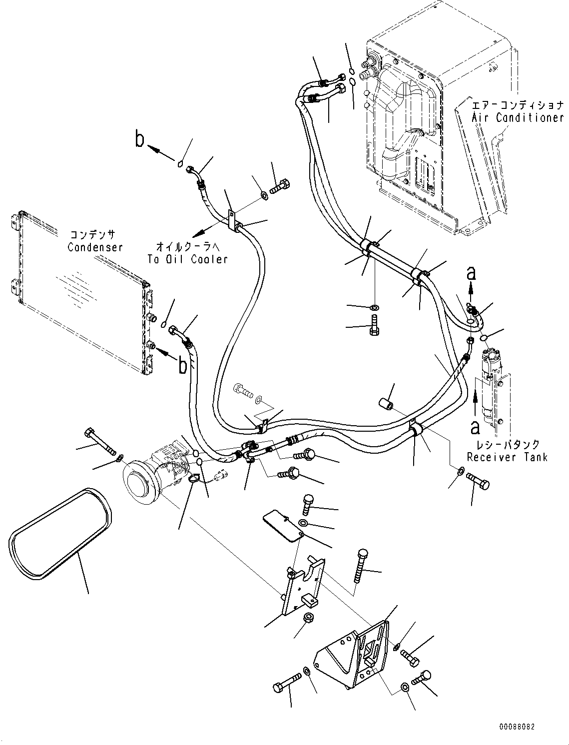 Bulldozers Komatsu / D85MS-15 S/N 1006-UP(0000318c) / Air Conditioner Compressor, Hose (#1006-)(B005002 : B0710-001002)