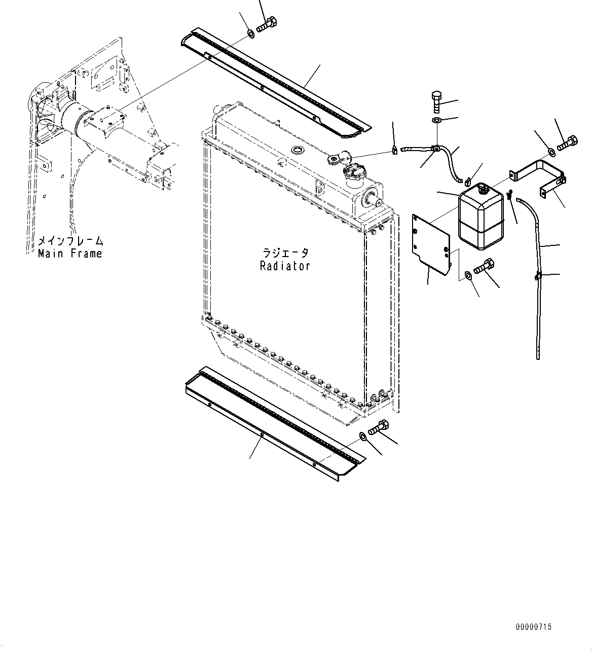 Bulldozers Komatsu / D85MS-15 S/N 1006-UP(0000318c) / Radiator, Wind Brakes and Reservoir Tank (#1006-)(C001002 : C0110-001002)