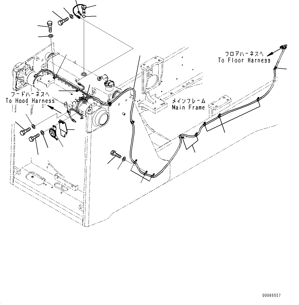 Bulldozers Komatsu / D85MS-15 S/N 1006-UP(0000318c) / Radiator Guard, Wiring Harness (1/2) (#1006-)(M001002 : M2110-001002)