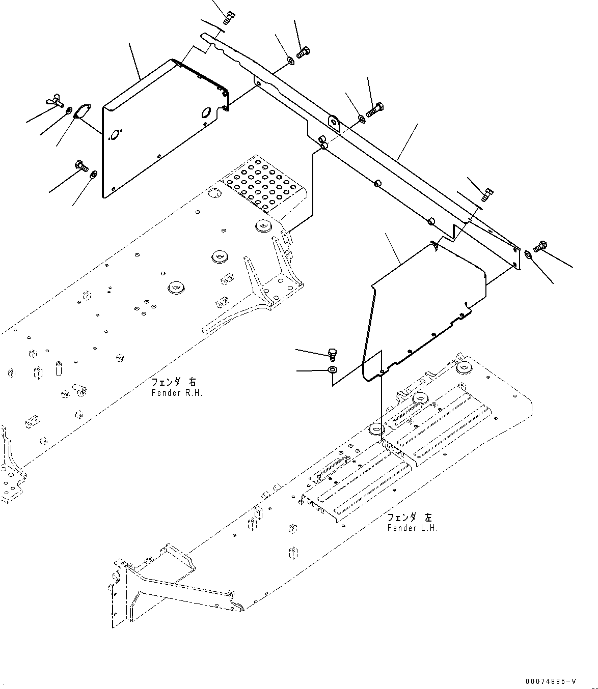 Bulldozers Komatsu / D85MS-15 S/N 1006-UP(0000318c) / Fender Related Parts, Tank Guard (#1006-)(M009006 : M2214-002006)