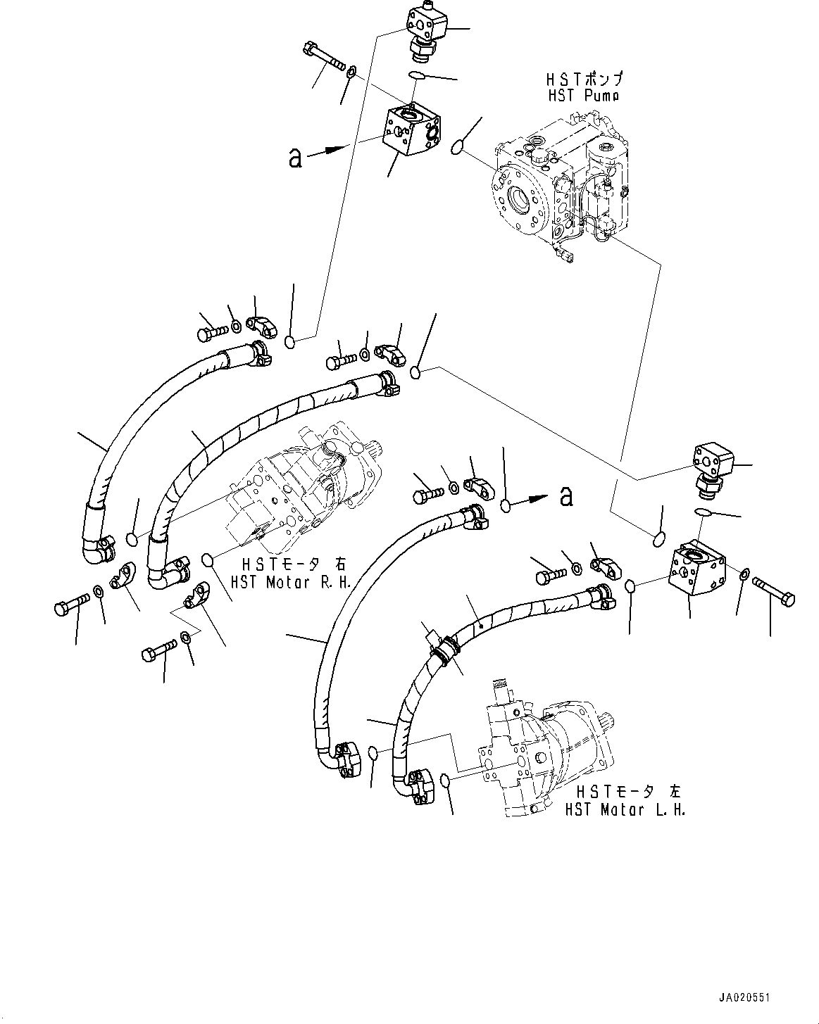 Wheel Loaders Komatsu / WA320PZ-6 S/N 70452-UP (For EU)(0000339c) / Hydrostatic Transmission (HST) Oil Piping, Main Piping (#70452-)(F003002 : F2760-002002)