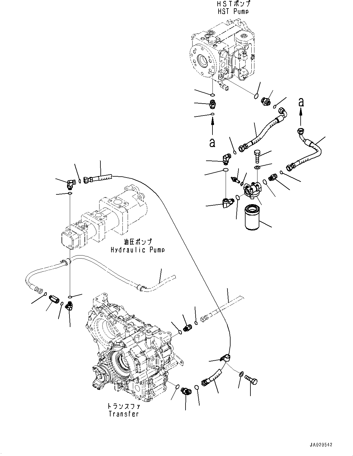 Wheel Loaders Komatsu / WA320PZ-6 S/N 70452-UP (For EU)(0000339c) / Hydrostatic Transmission (HST) Oil Piping, Filter and Transfer Piping (#70452-)(F003003 : F2760-002003)