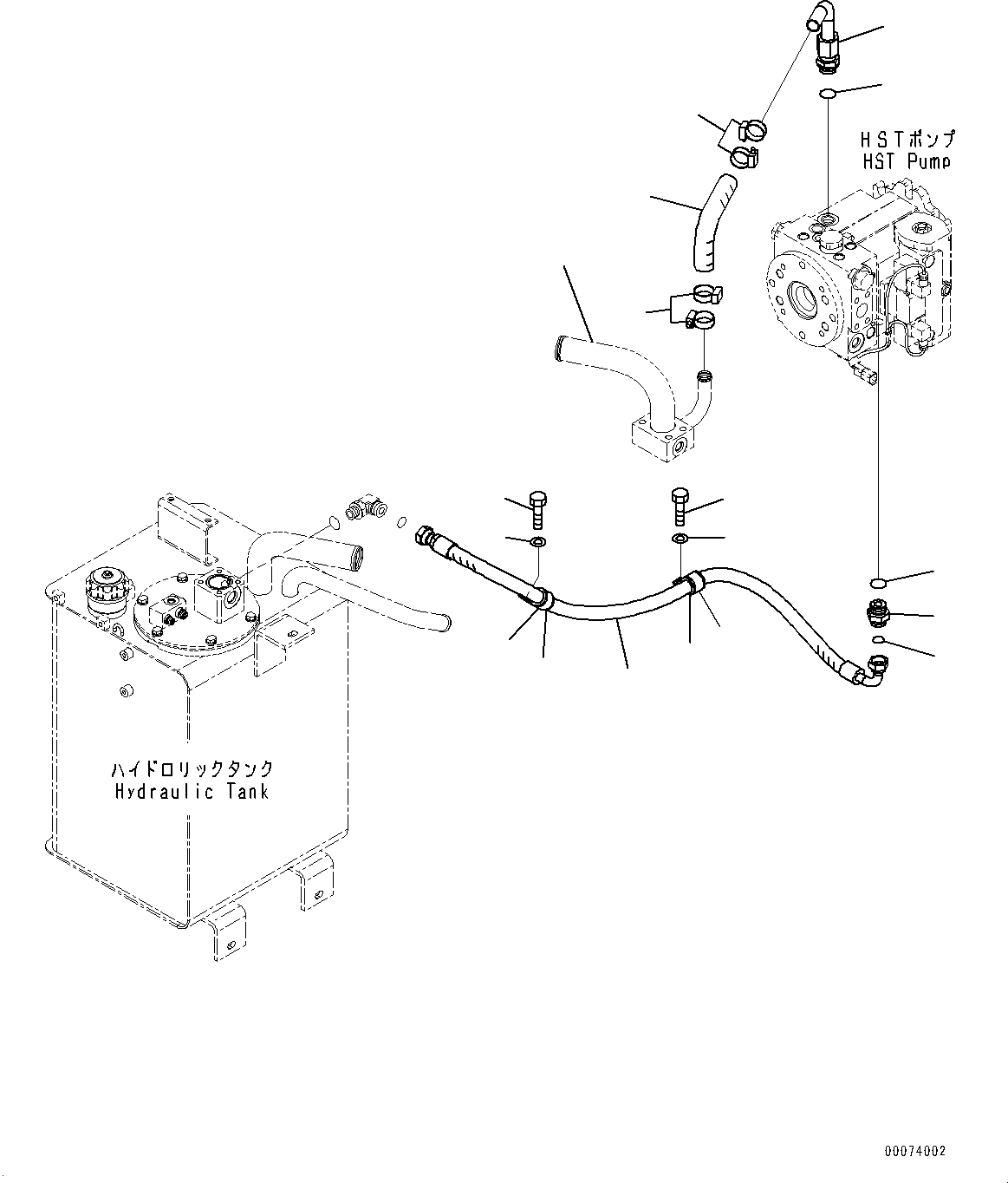 Wheel Loaders Komatsu / WA320PZ-6 S/N 70452-UP (For EU)(0000339c) / Hydrostatic Transmission (HST) Oil Piping, Drain Piping (#70452-)(F003004 : F2760-002004)