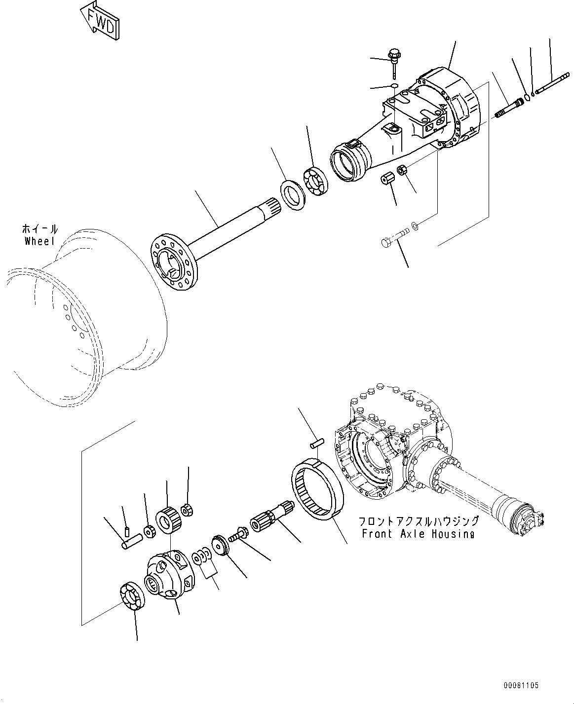 Wheel Loaders Komatsu / WA320PZ-6 S/N 70452-UP (For EU)(0000339c) / Front Axle, Final Drive and Housing, L.H. (#70452-)(F005001 : F4400-001001)