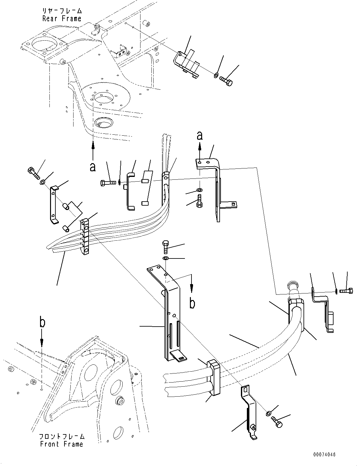 Wheel Loaders Komatsu / WA320PZ-6 S/N 70452-UP (For EU)(0000339c) / Hydraulic Piping, Bracket and Clamp (#70452-)(H008004 : H4200-002004)
