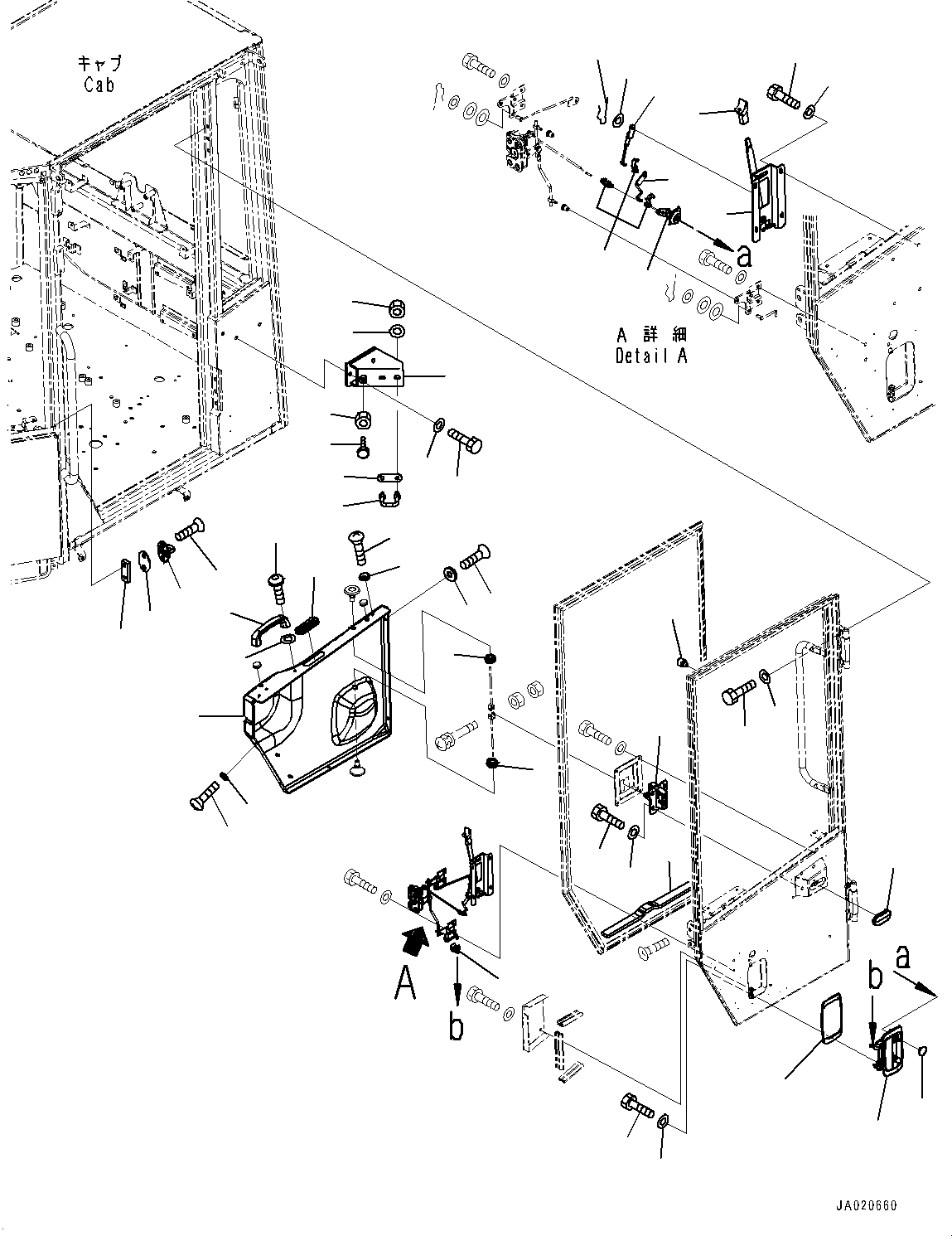 Wheel Loaders Komatsu / WA320PZ-6 S/N 70452-UP (For EU)(0000339c) / ROPS Cab and Floor Frame Group, Door, R.H. (#70452-)(K004004 : K0210-001004)