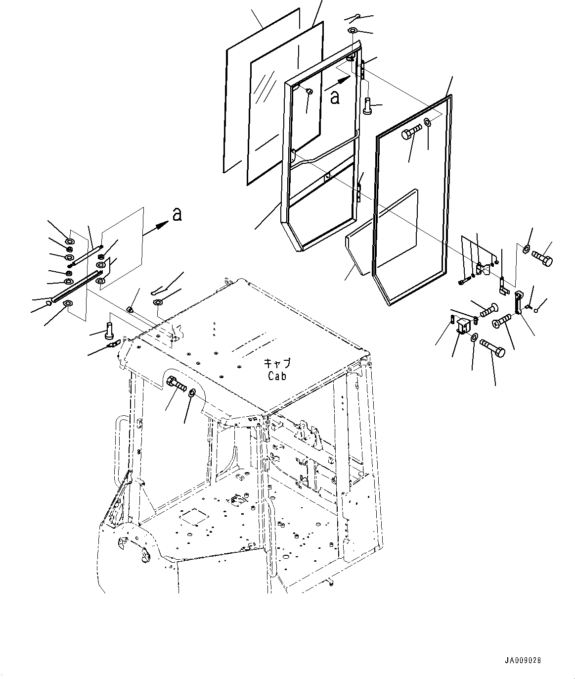 Wheel Loaders Komatsu / WA320PZ-6 S/N 70452-UP (For EU)(0000339c) / ROPS Cab and Floor Frame Group, Glass Window and Wipers (#70452-)(K004005 : K0210-001005)