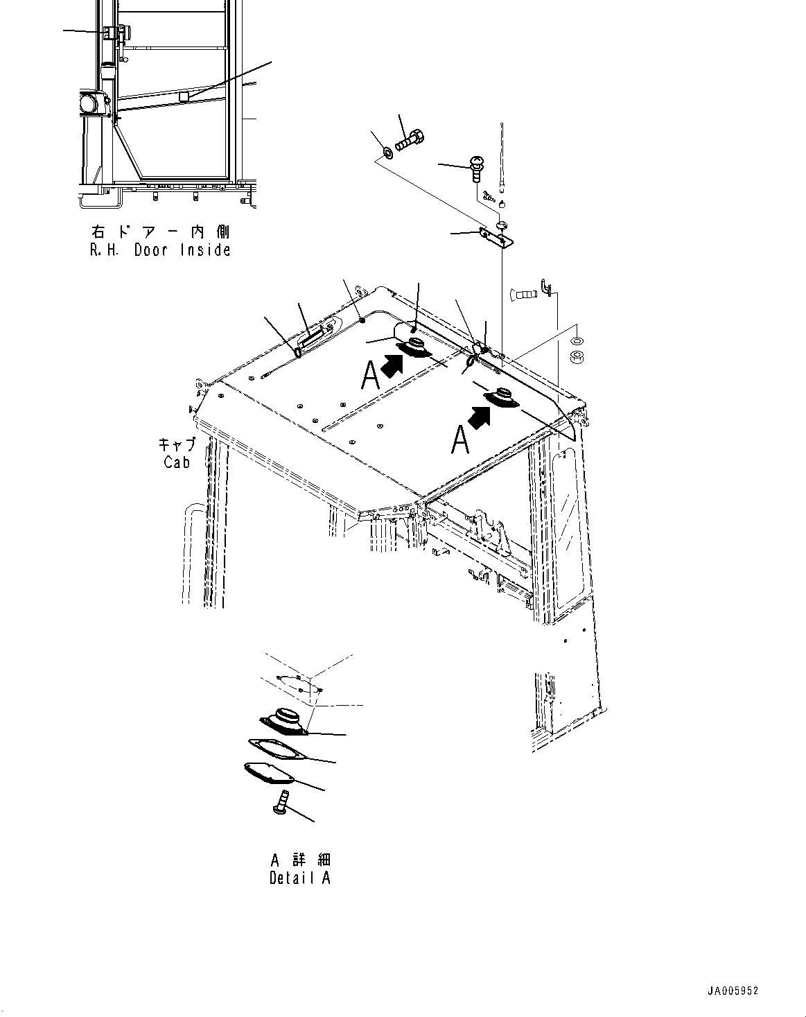 Wheel Loaders Komatsu / WA320PZ-6 S/N 70452-UP (For EU)(0000339c) / ROPS Cab and Floor Frame Group, Front Cover (#70452-)(K004010 : K0210-001009)