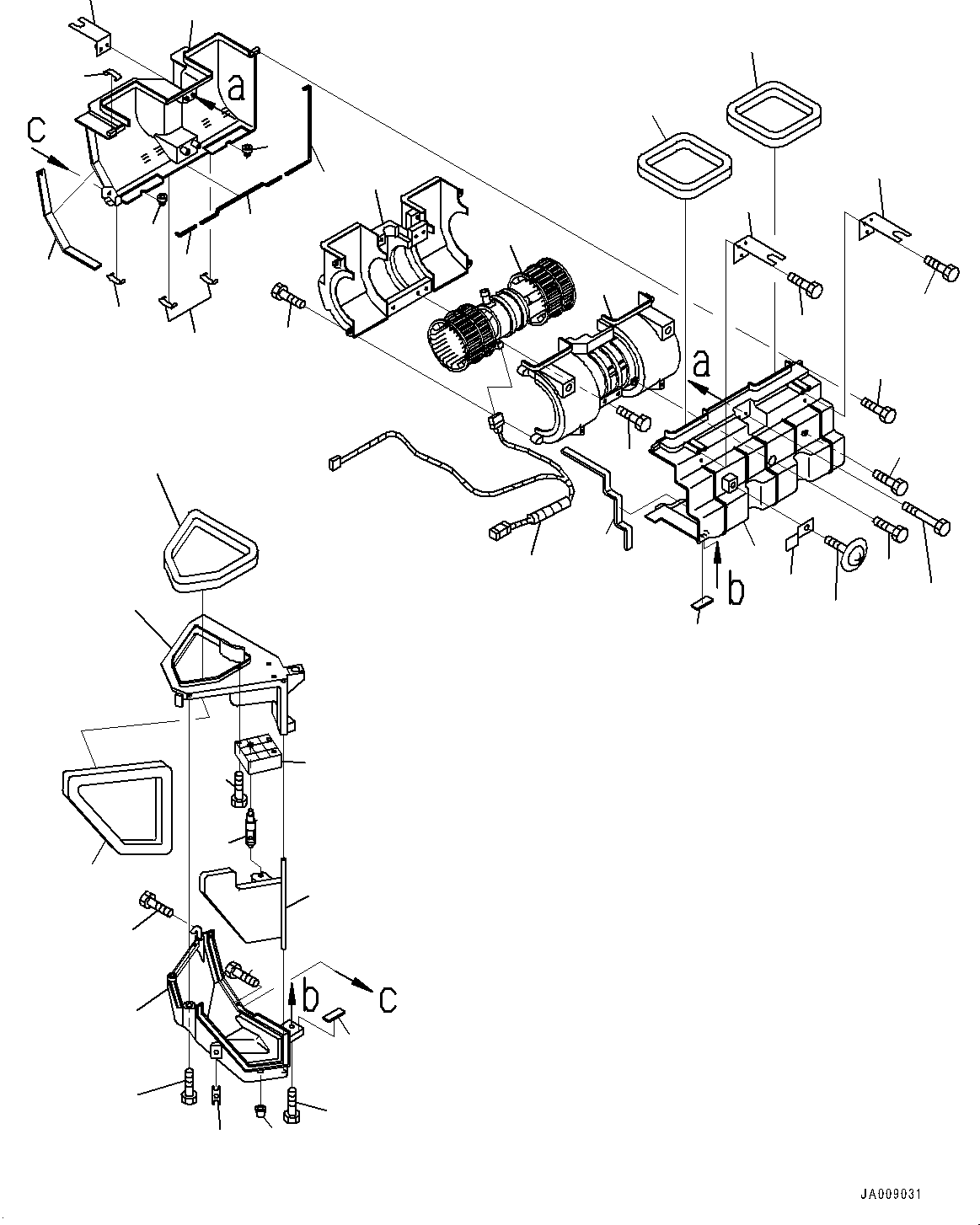 Wheel Loaders Komatsu / WA320PZ-6 S/N 70452-UP (For EU)(0000339c) / ROPS Cab and Floor Frame Group, Air Conditioner and Heater, Blower (#70747-)(K004016 : K0210-001014A)