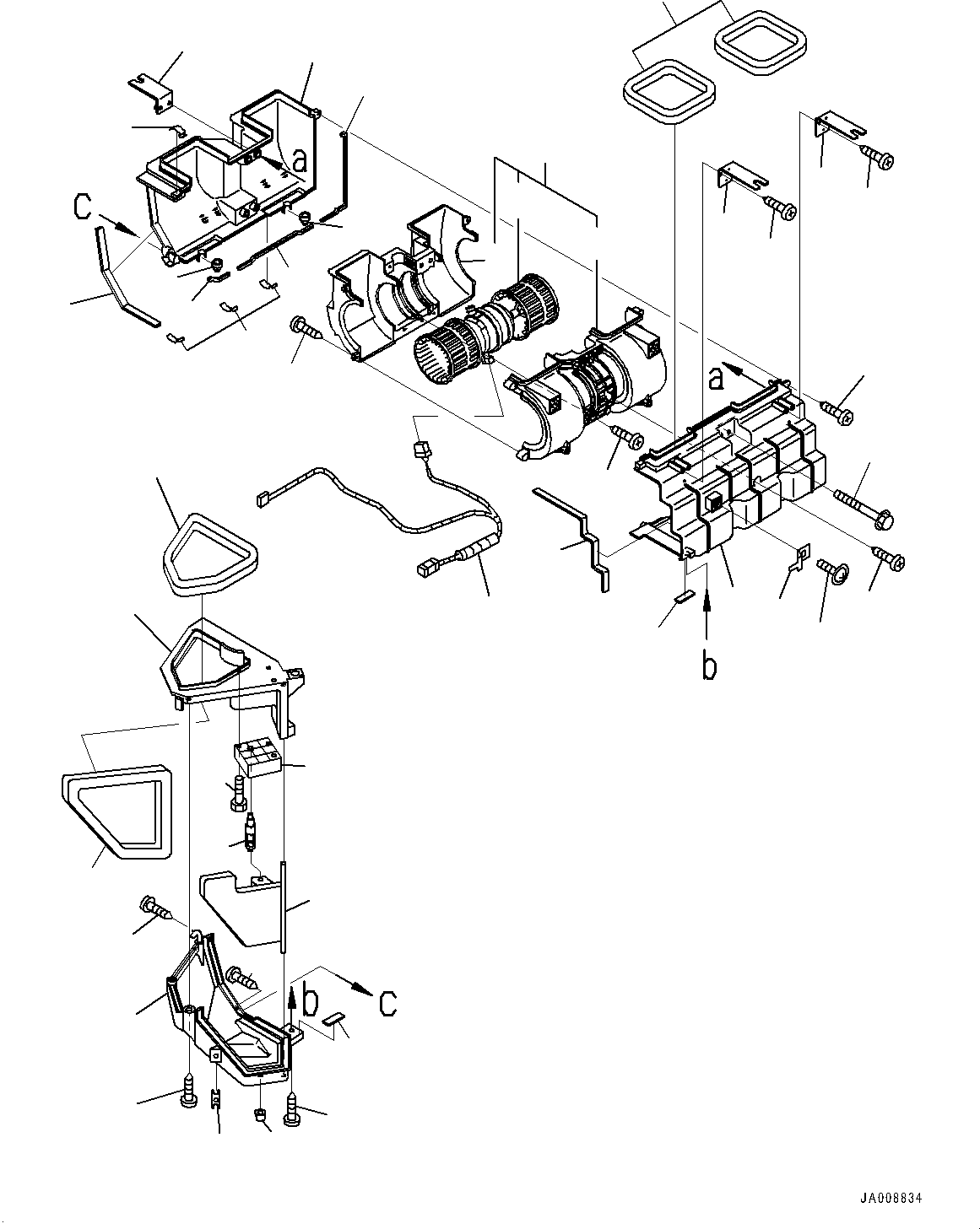 Wheel Loaders Komatsu / WA320PZ-6 S/N 70452-UP (For EU)(0000339c) / ROPS Cab and Floor Frame Group, Blower Mounting and Control Panel (#70452-)(K004017 : K0210-001015)