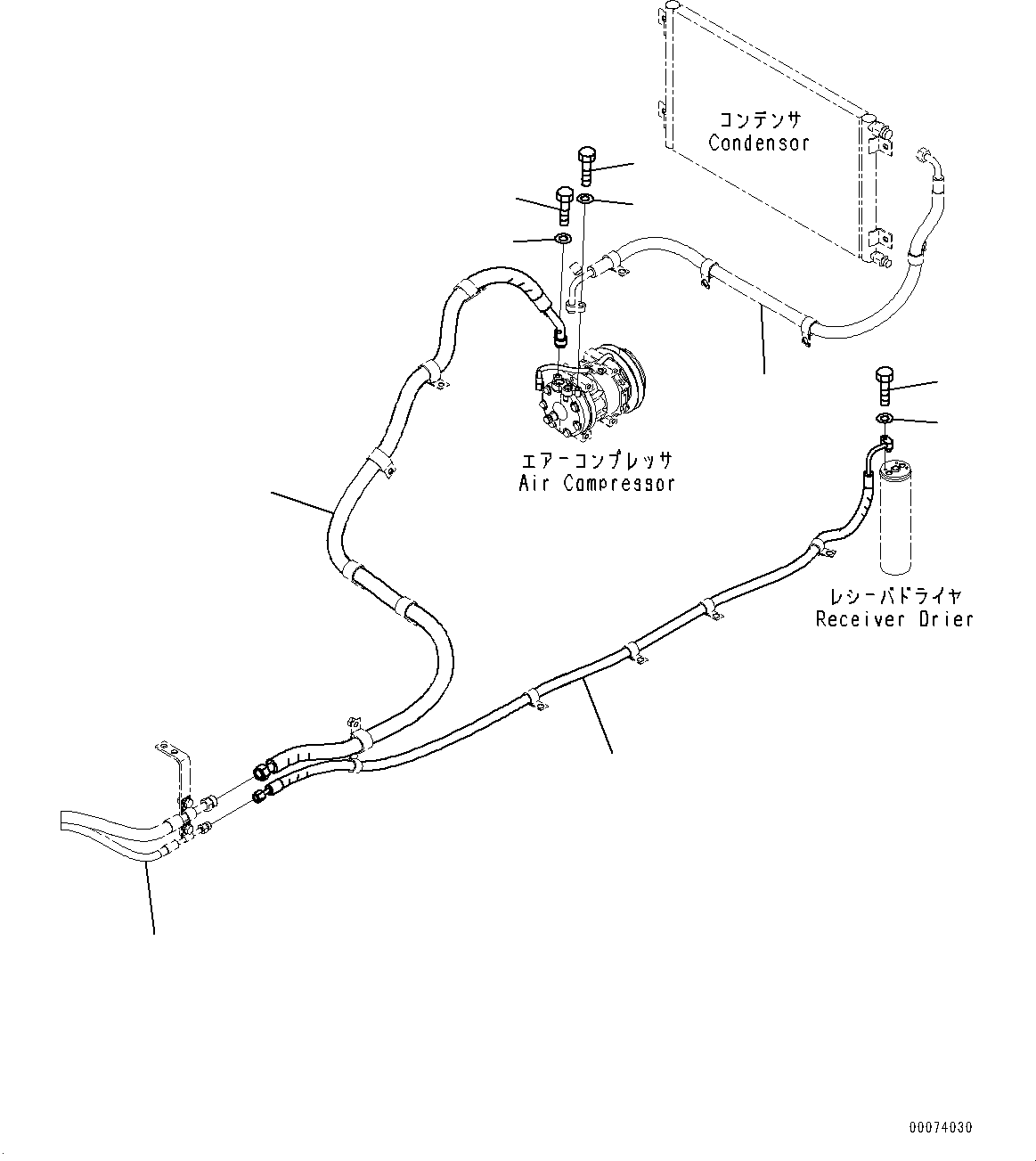 Wheel Loaders Komatsu / WA320PZ-6 S/N 70452-UP (For EU)(0000339c) / Air Conditioner Condenser and Piping, Hose (#70452-)(K008002 : K0711-001002)