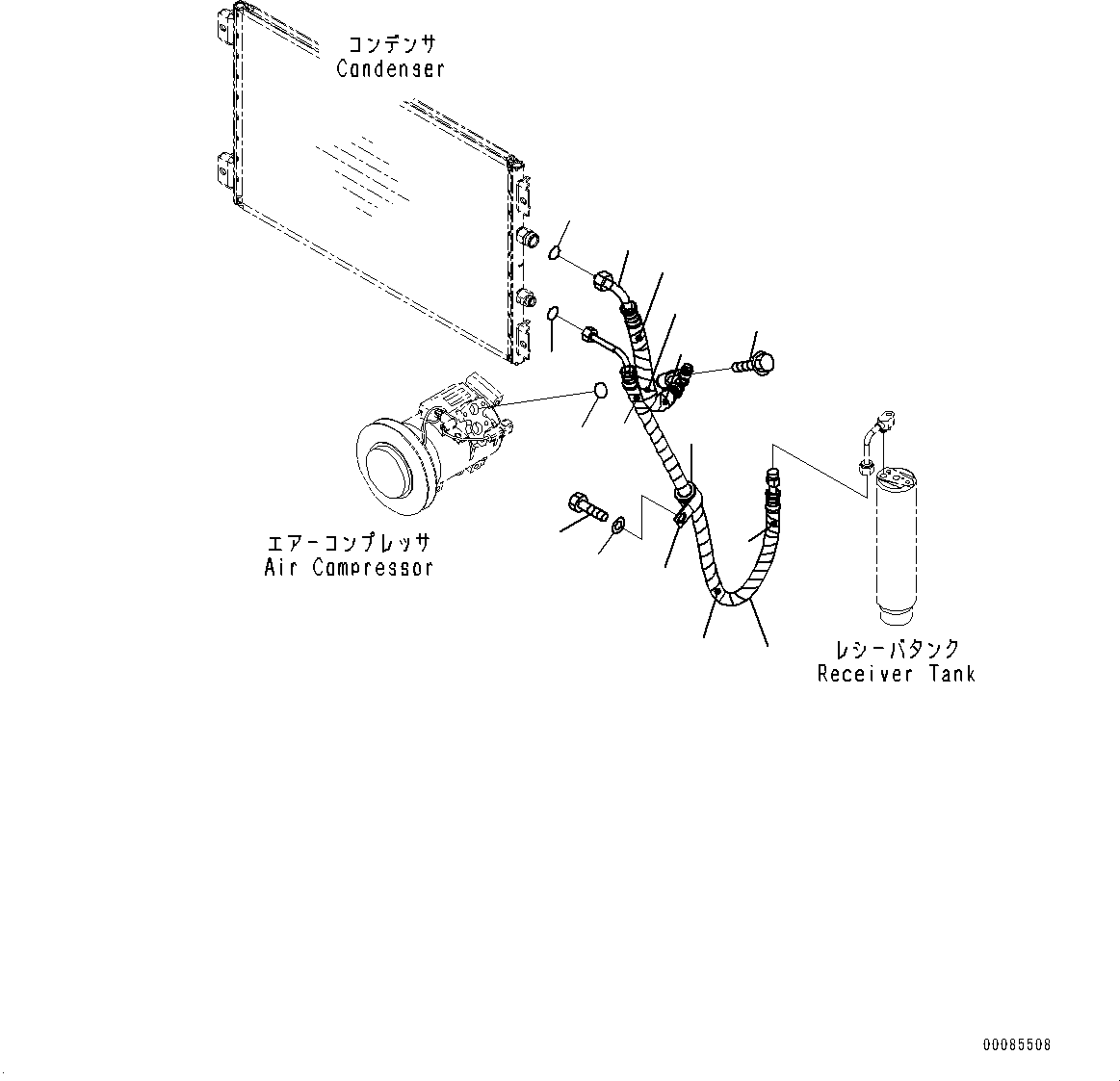 Bulldozers Komatsu / D85EX-15E0 S/N 11609-UP (ecot3)(0000343c) / Air Compressor, Piping (1/3) (#11609-)(B006003 : B0710-004003)