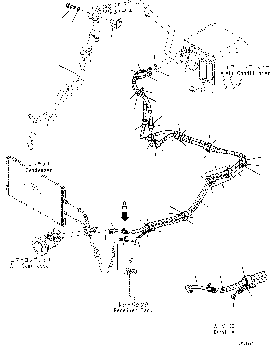 Bulldozers Komatsu / D85EX-15E0 S/N 11609-UP (ecot3)(0000343c) / Air Compressor, Piping (2/3) (#11609-)(B006004 : B0710-004004)