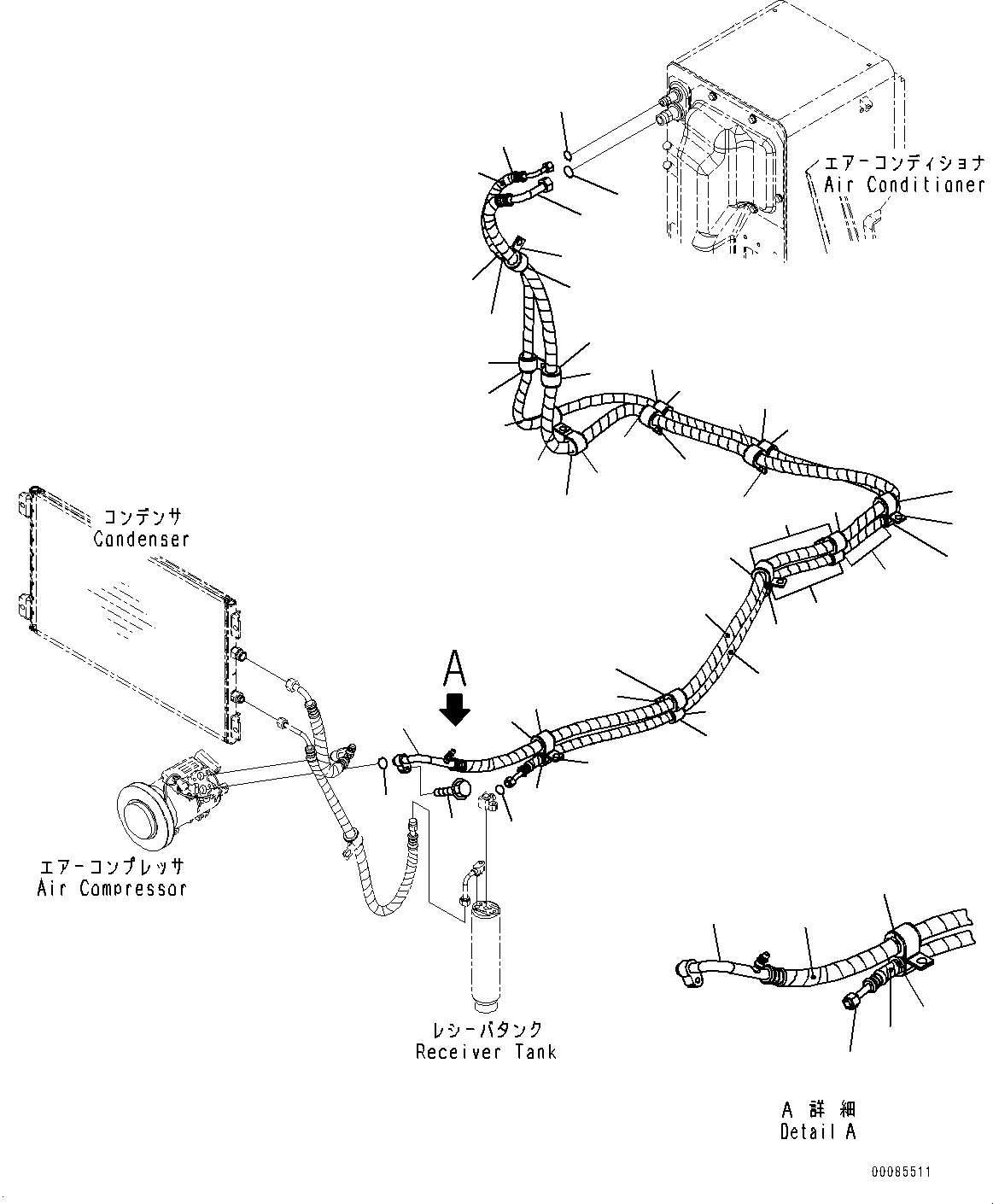 Bulldozers Komatsu / D85EX-15E0 S/N 11609-UP (ecot3)(0000343c) / Air Compressor, Piping (2/3) (#11609-)(B007004 : B0710-005004)