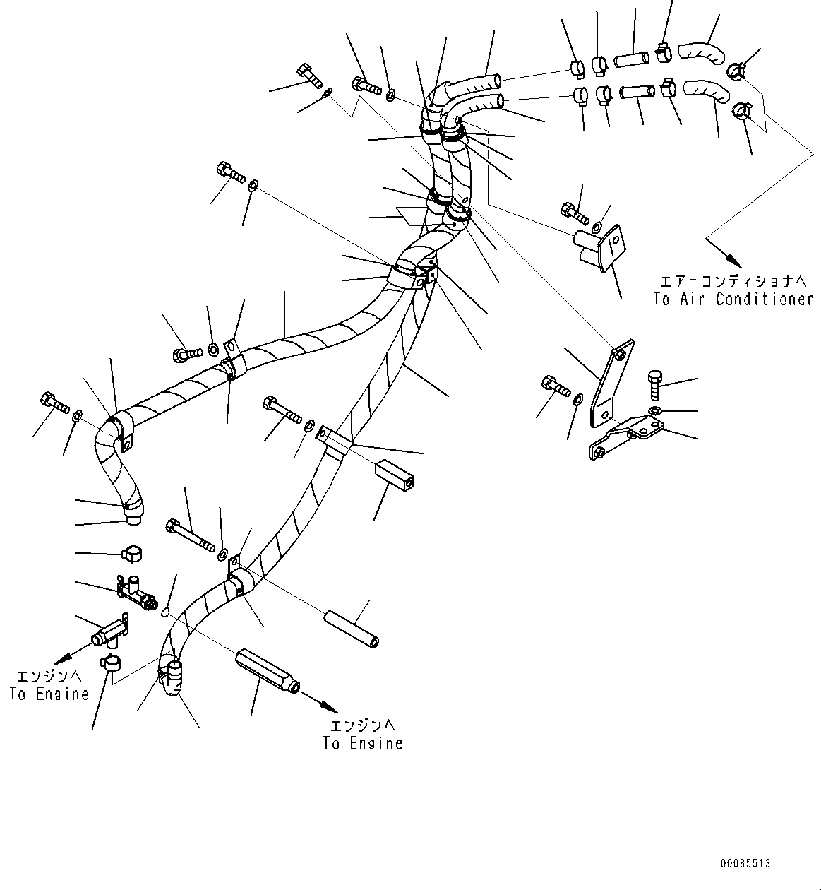 Bulldozers Komatsu / D85EX-15E0 S/N 11609-UP (ecot3)(0000343c) / Heater Piping (#11609-)(B010001 : B0720-003001)