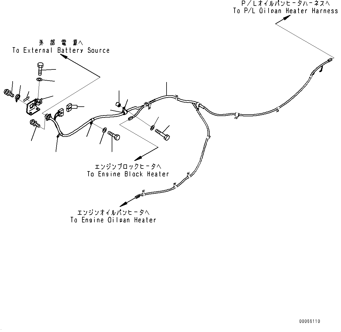 Bulldozers Komatsu / D85EX-15E0 S/N 11609-UP (ecot3)(0000343c) / Electric Wiring Harness, Coolant Heater Wiring Harness (#11609-)(E004003 : E0200-003003)