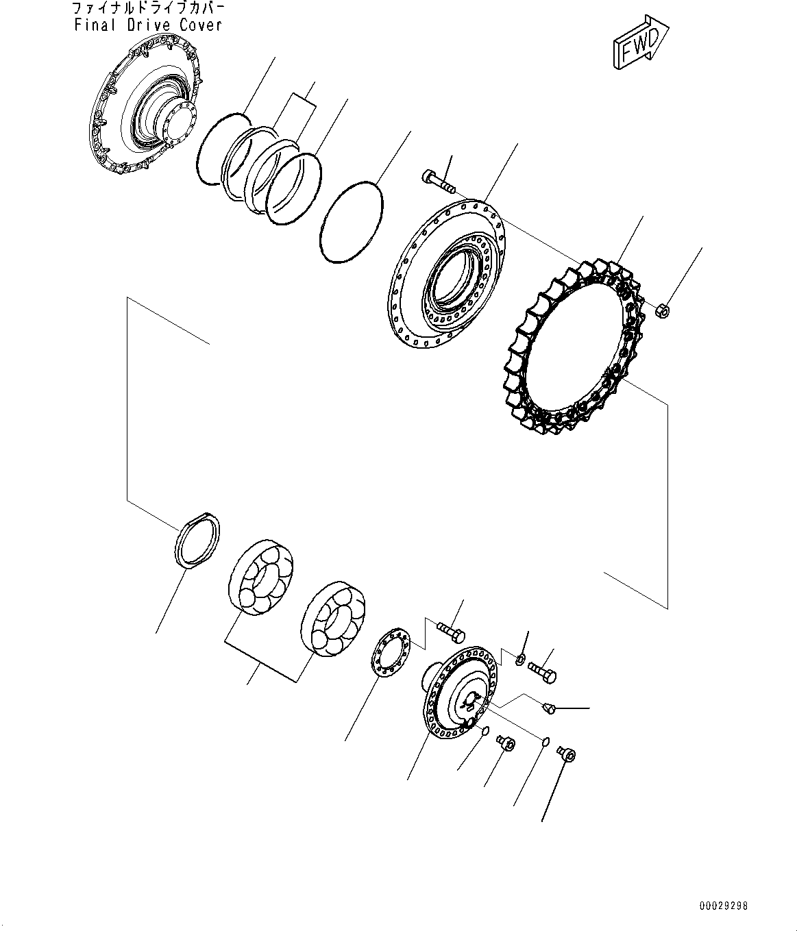 Bulldozers Komatsu / D85EX-15E0 S/N 11609-UP (ecot3)(0000343c) / Final Drive, Sprocket Hub, R.H. (#11609-)(F004004 : F2380-001004)