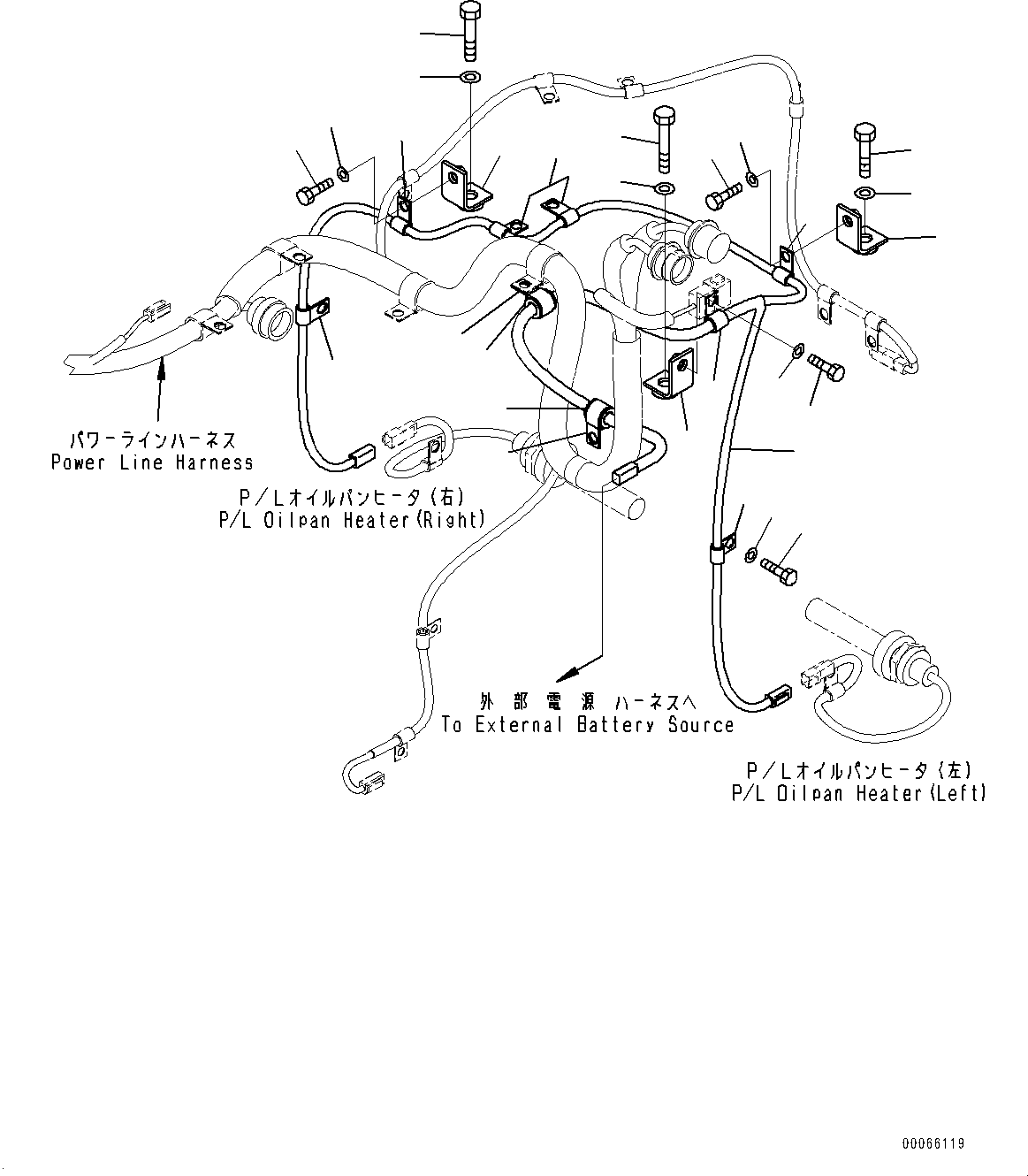 Bulldozers Komatsu / D85EX-15E0 S/N 11609-UP (ecot3)(0000343c) / Power Train Piping, Wiring Harness (#11609-)(F010002 : F2830-004002)