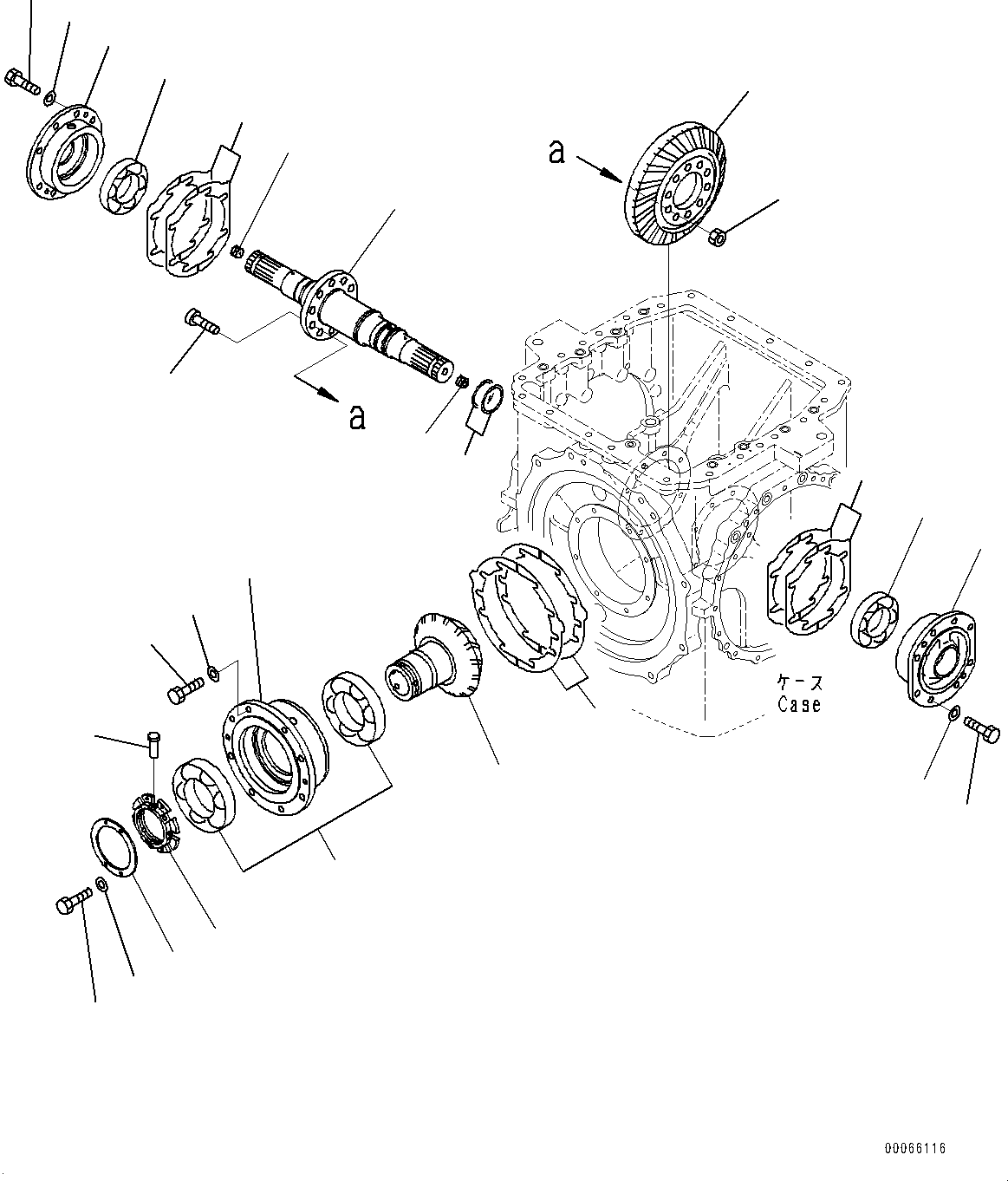 Bulldozers Komatsu / D85EX-15E0 S/N 11609-UP (ecot3, For EU)(0000344c) / Power Train, Bevel Gear and Shaft (#11609-)(F003018 : F2300-006018)