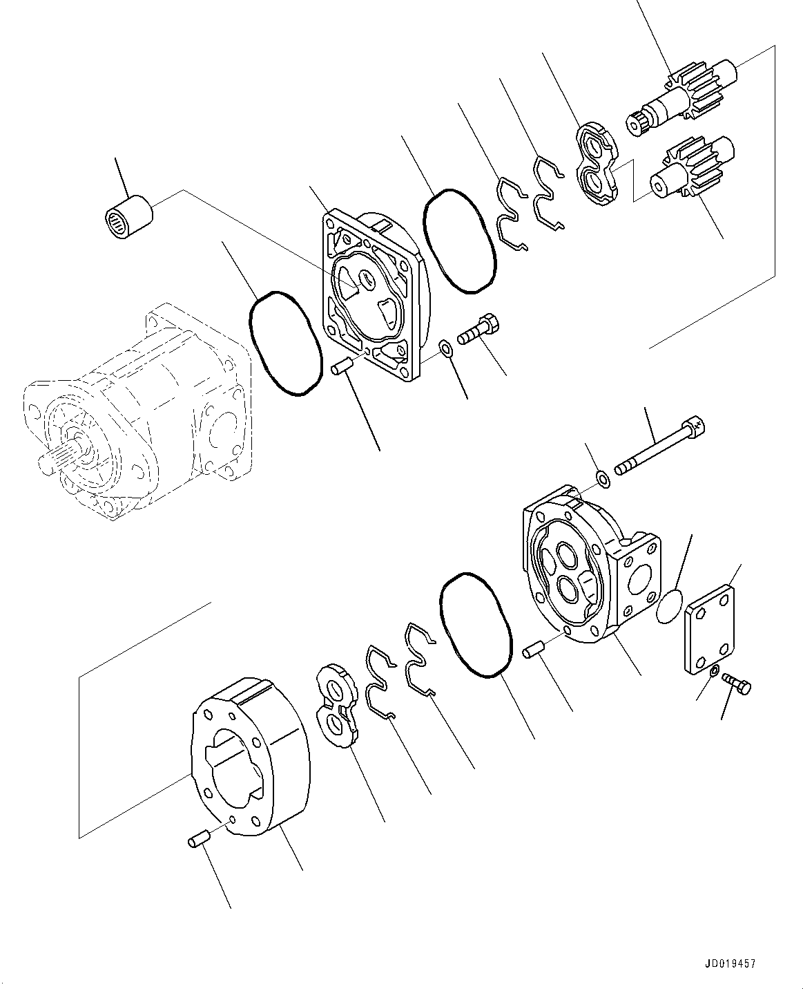 Bulldozers Komatsu / D85EX-15E0 S/N 11609-UP (ecot3, For EU)(0000344c) / Power Train, Inner Parts, Hydraulic Oil Pump (2/2) (#11609-)(F003028 : F2300-006028)