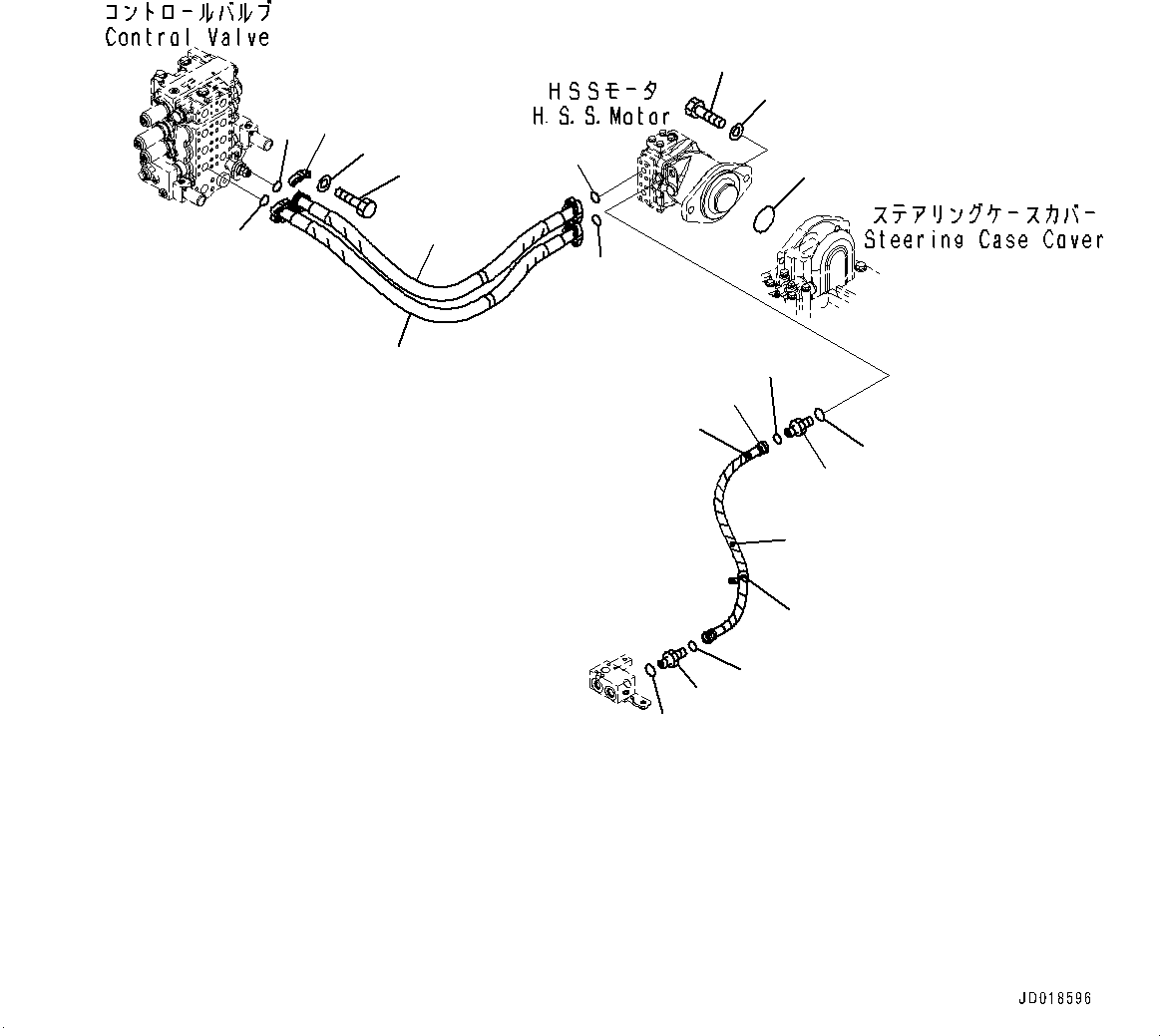 Bulldozers Komatsu / D85EX-15E0 S/N 11609-UP (ecot3, For EU)(0000344c) / Power Train Oil Cooler Piping, HSS Motor Piping (2/2) (#11609-)(F006010 : F2720-002010)