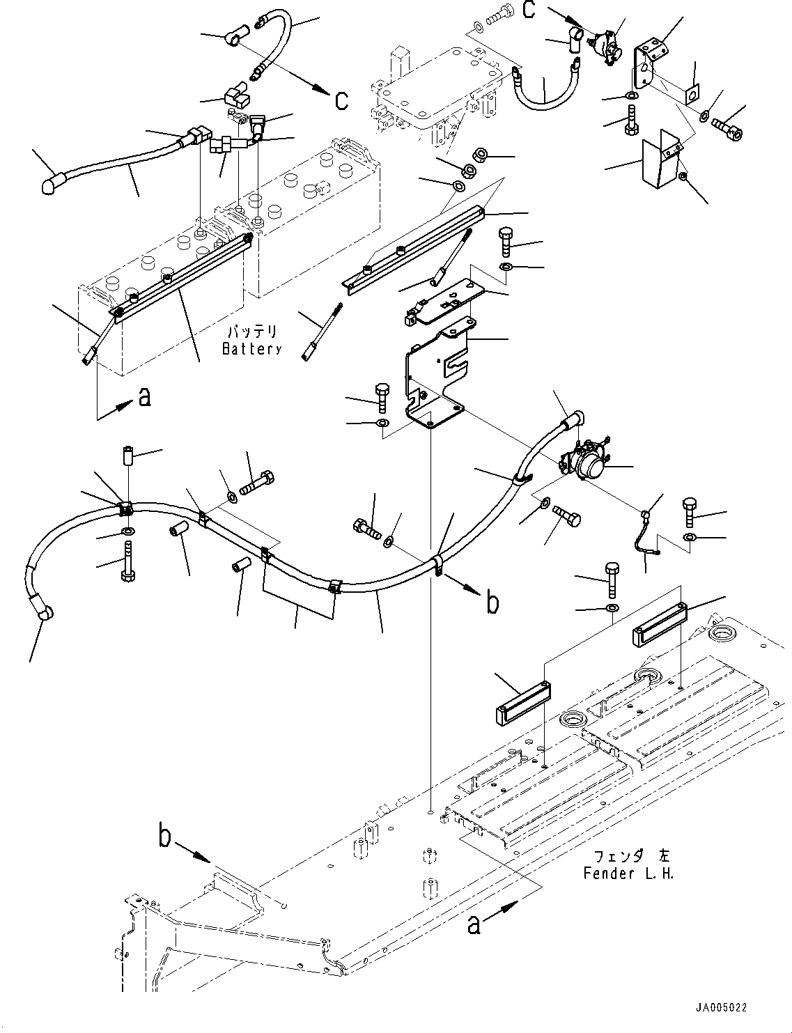 Bulldozers Komatsu / D85EX-15E0 S/N 11609-UP (ecot3, For EU)(0000344c) / Fender, Battery and Starting Wiring Harness (#11609-)(M031002 : M2210-068002)