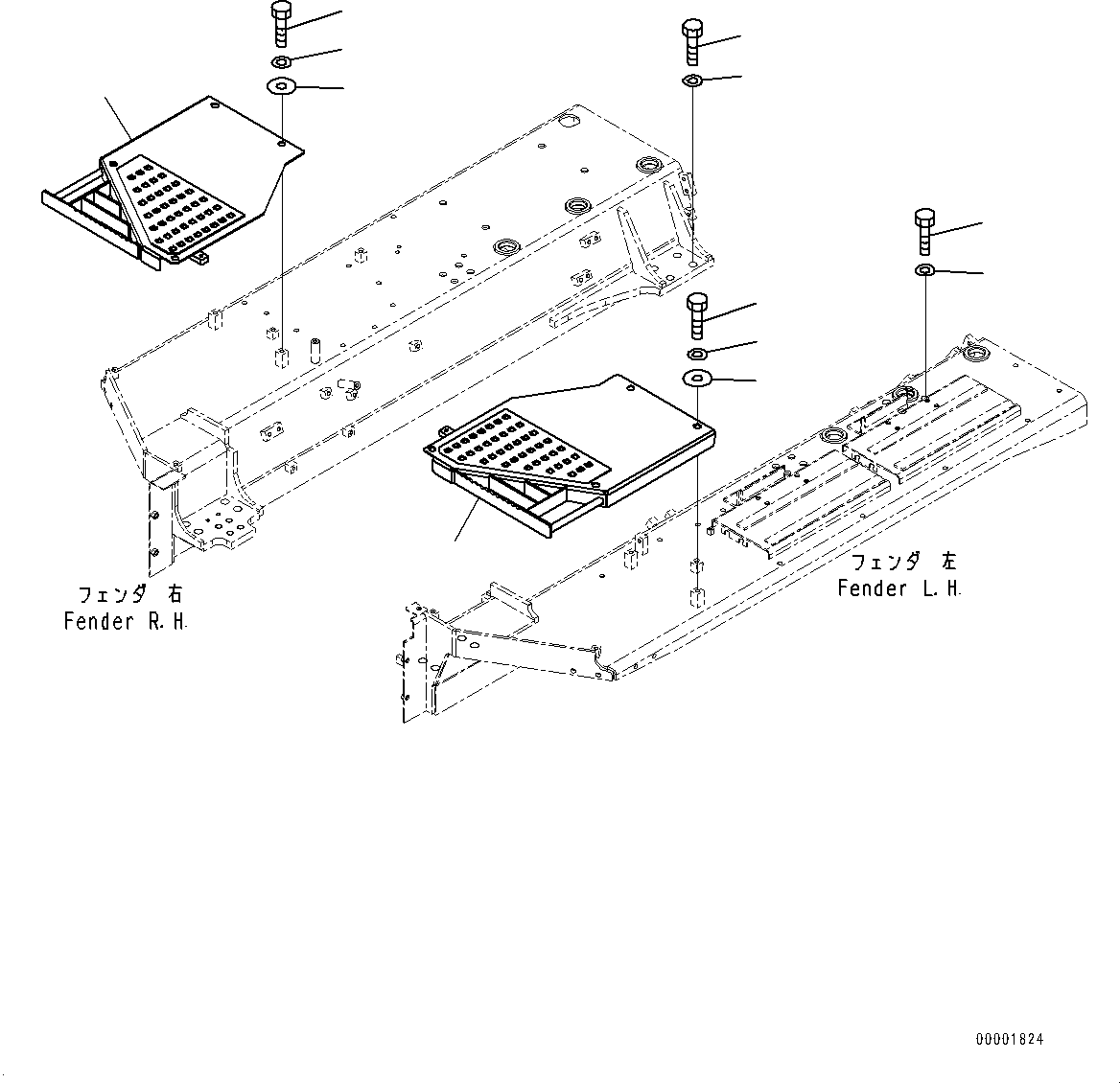 Bulldozers Komatsu / D85EX-15E0 S/N 11609-UP (ecot3, For EU)(0000344c) / Fender Related Parts, Fender Cover (#11609-11931)(M035001 : M2214-006001)