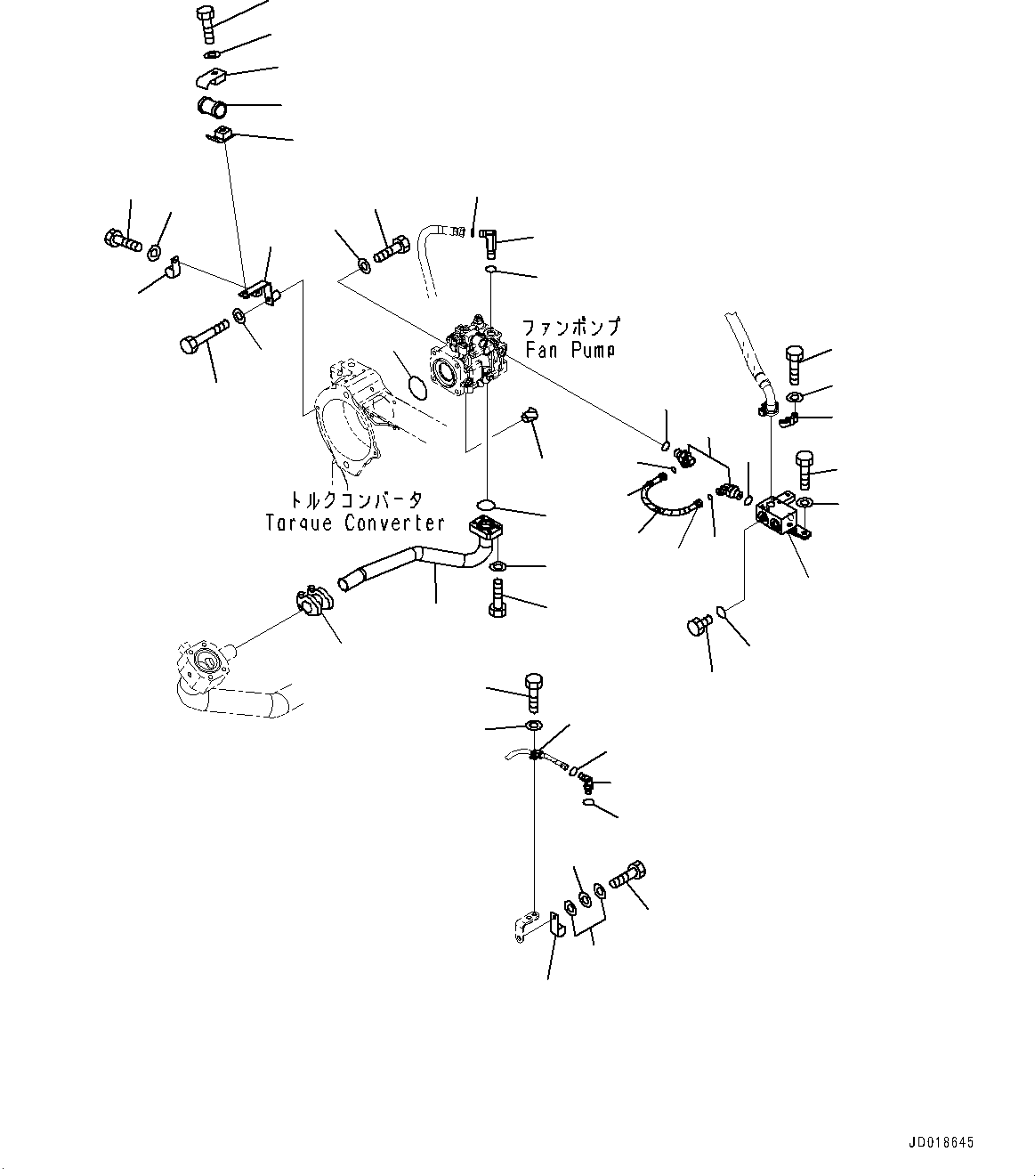 Bulldozers Komatsu / D85EX-15R S/N 20003-UP(0000345c) / Power Train Oil Cooler Piping, Cooling Fan Pump Piping, Block (#20003-)(F006016 : F2720-003016)