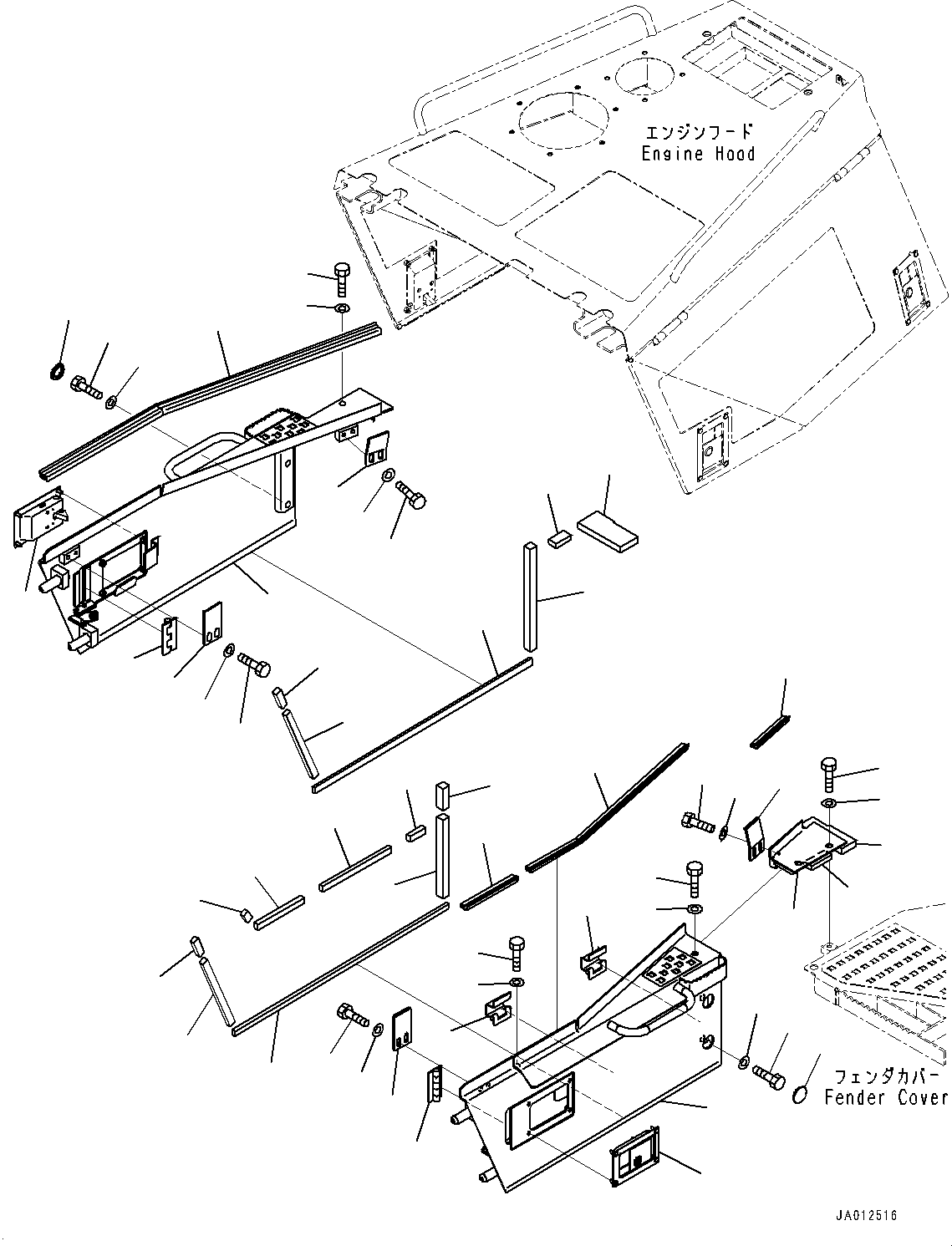 Bulldozers Komatsu / D85EX-15R S/N 20003-UP(0000345c) / Engine Hood and Side Cover Group, Lower Cover (#20003-20145)(M007009 : M2140-041005)