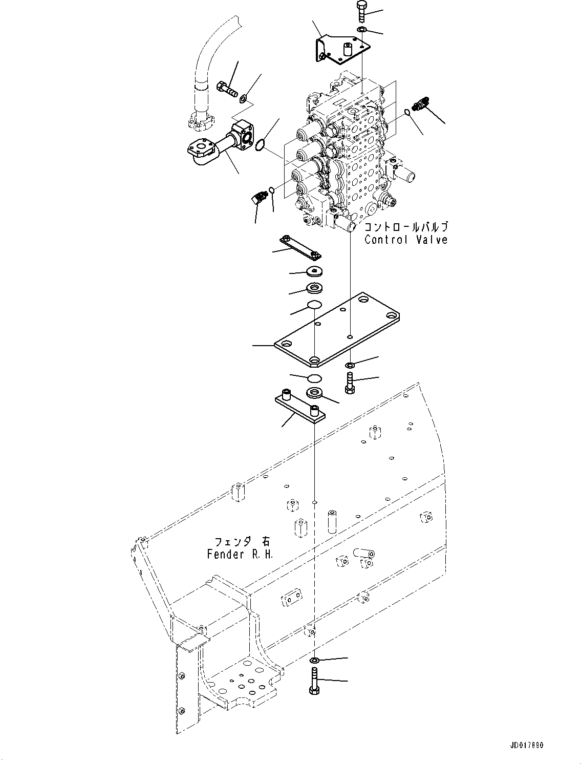 Bulldozers Komatsu / D85EX-15R S/N 20003-UP(0000345c) / Fender, Control Valve (10/10) (#20003-)(M018015 : M2210-052015)