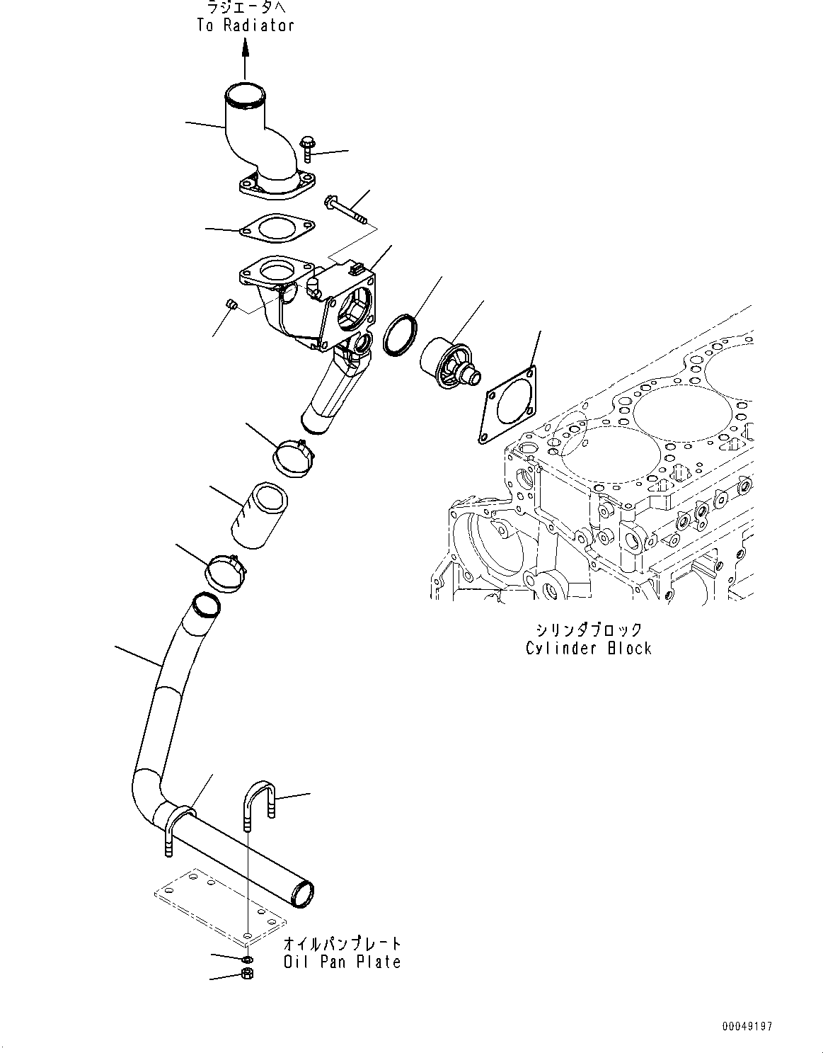Engines Komatsu / SAA6D125E-5CR S/N 660089-UP (For D85EX-15R/D85PX-15R)(0000347c) / Thermostat Housing (#660089-)(E003001 : A1730-001001)