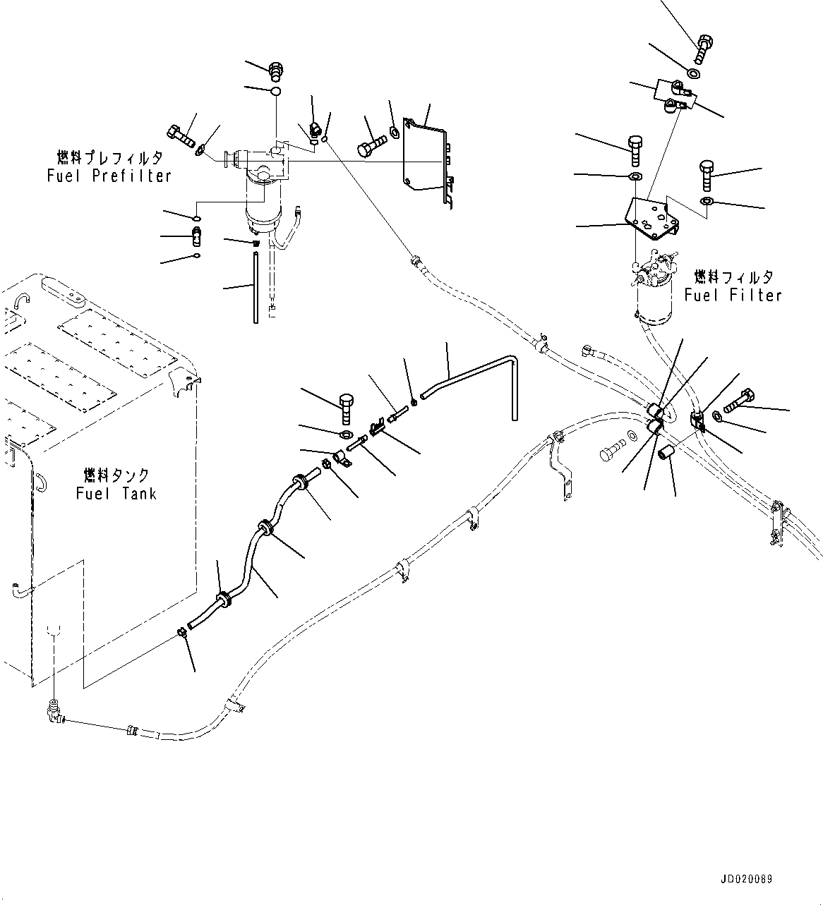 Excavators Komatsu / PC200-8 S/N 350001-UP(0000367C) / Fuel Supply Piping, Drain Piping (#350001-)(D004002 : D0200-002003)