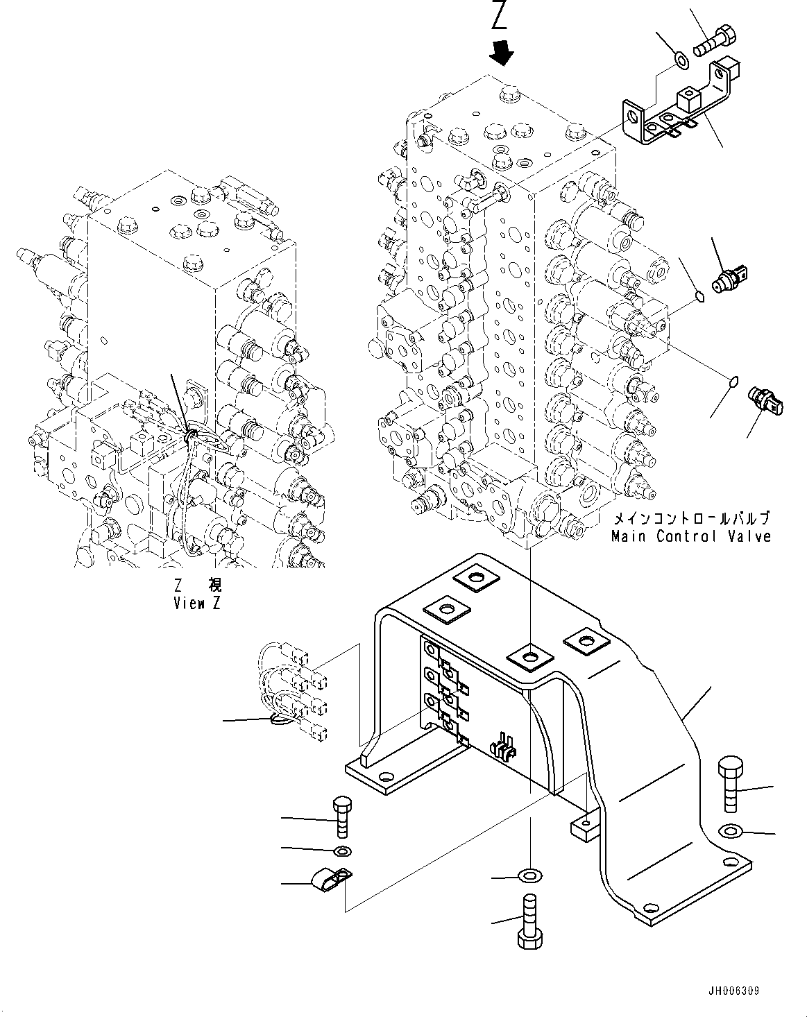 Excavators Komatsu / PC200-8 S/N 350001-UP(0000367C) / Control Valve, Valve Bracket and Sensor (#350012-)(H013026 : H0120-004024A)