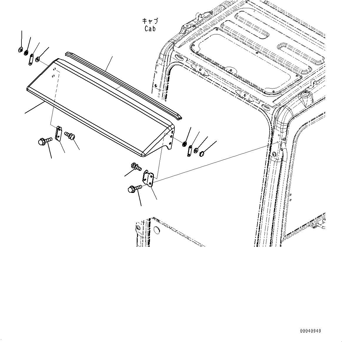 Excavators Komatsu / PC200-8 S/N 350001-UP(0000367C) / Rain Visor (#350001-)(K014001 : K0320-001001)
