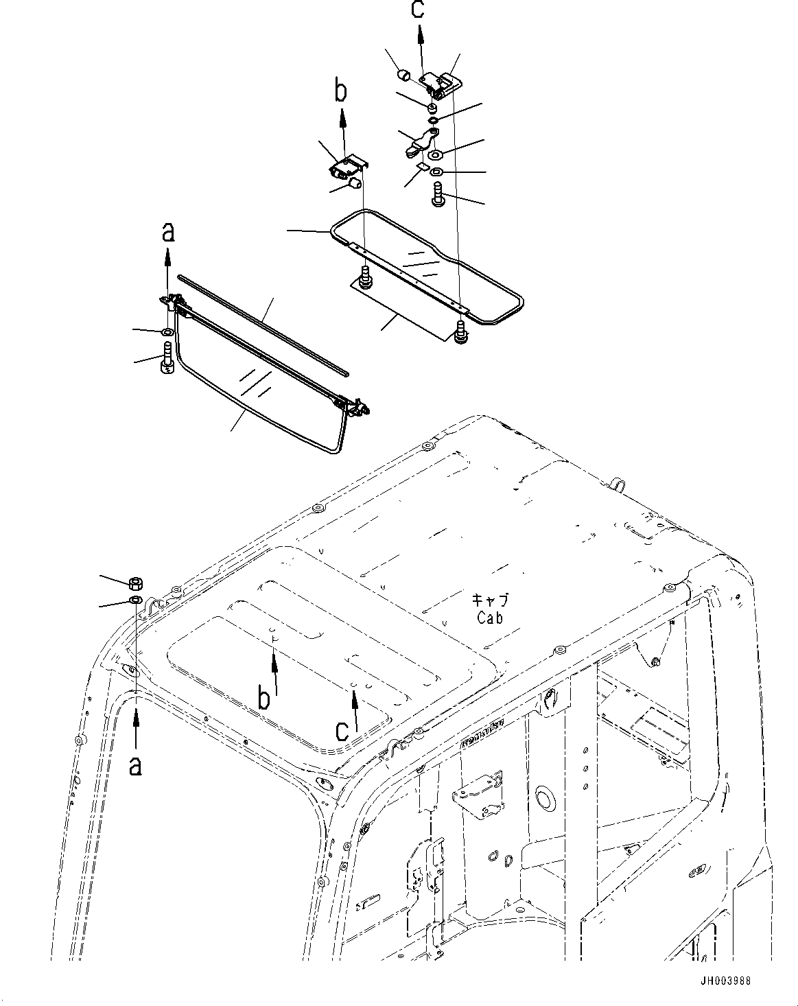 Excavators Komatsu / PC200-8 S/N 350001-UP(0000367C) / Sunvisor,  (#352861-)(K015002 : K0330-001001A)