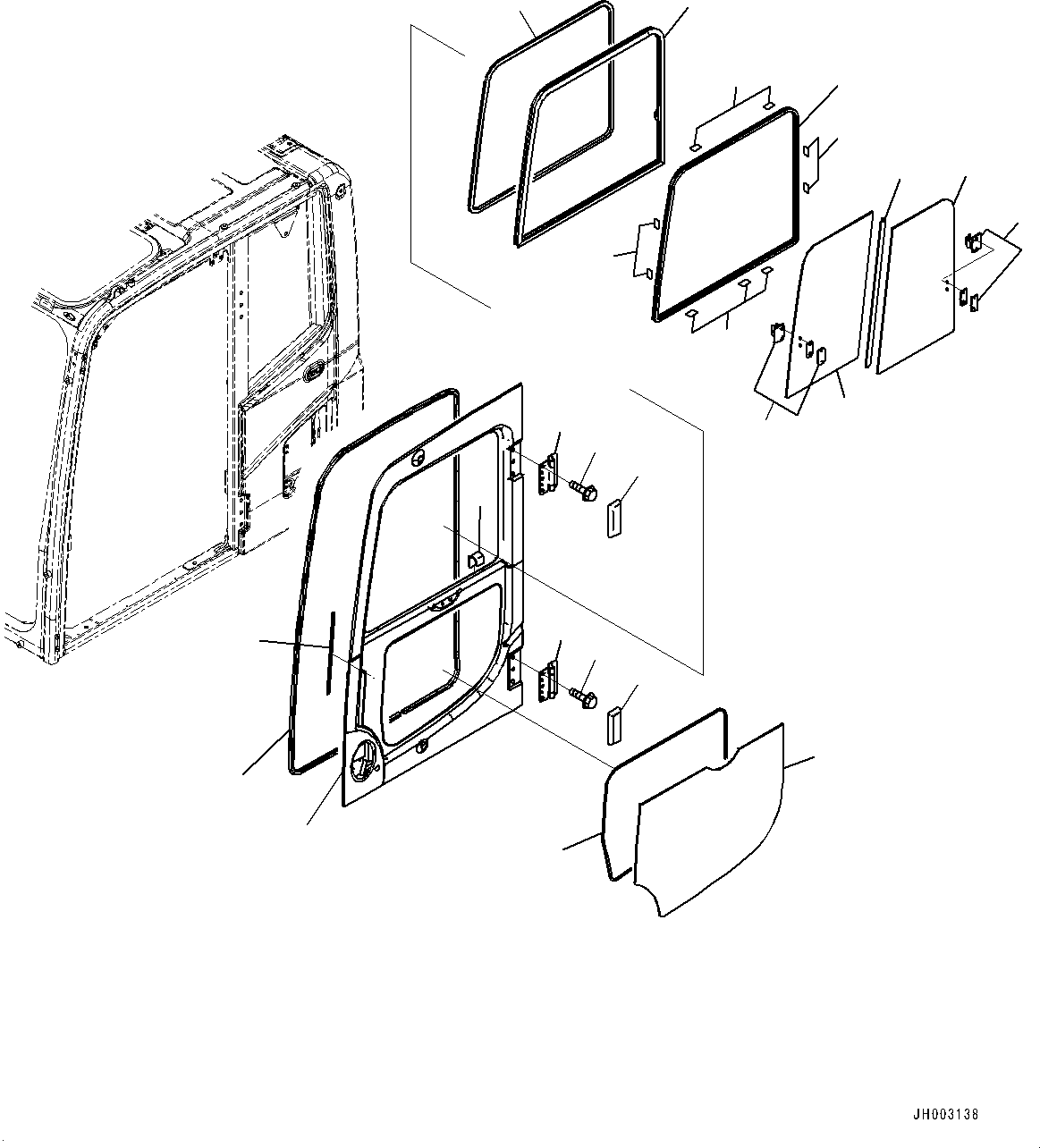 Excavators Komatsu / PC200-8 S/N 350001-UP(0000367C) / Cab, Door (#353085-)(K052006 : K1110-171005A)